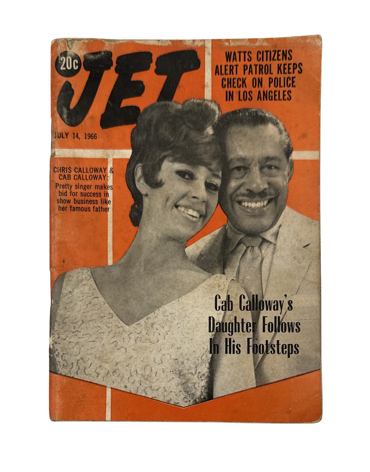 Jet Magazine July 14, 1966 cover featuring Chris Calloway and Cab Calloway, highlighting Cab Calloway's daughter following in his famous footsteps.