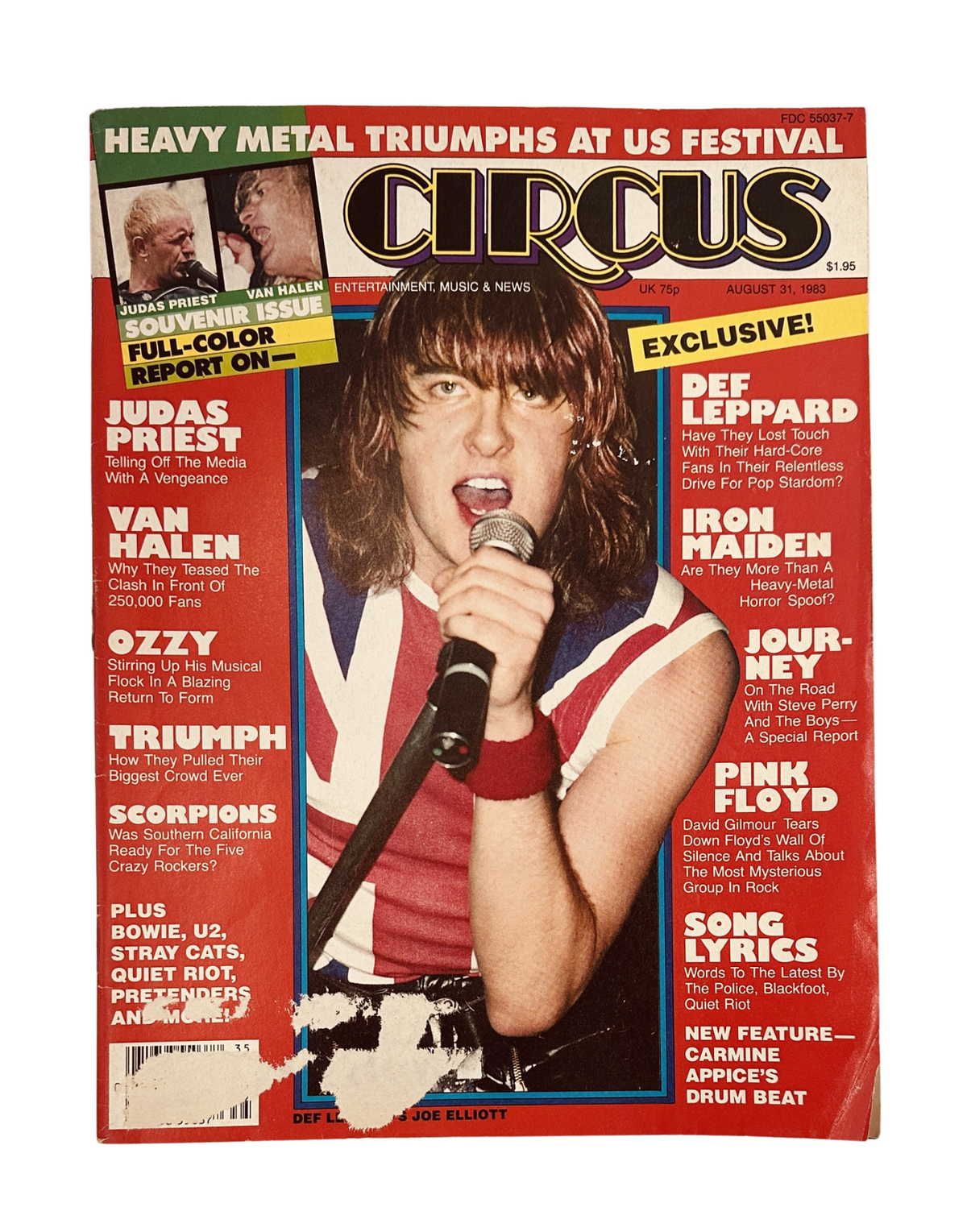 Cover of Circus Magazine from August 31, 1983 featuring Def Leppard, Van Halen, Ozzy Osbourne, and Iron Maiden. The cover highlights a concert image, emphasizing heavy metal triumphs at the US Festival.