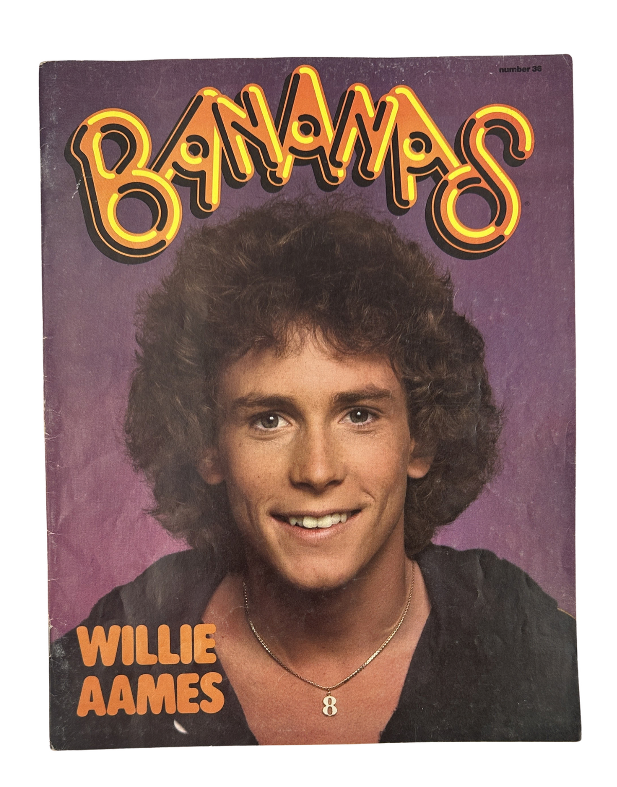 Bananas Magazine No. 36 featuring Willie Aames on the cover, showcasing his charming smile and iconic hairstyle.