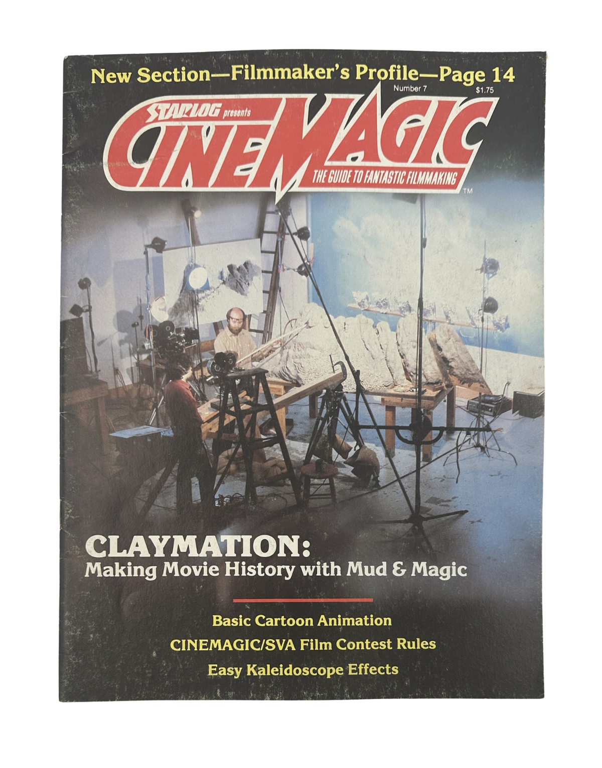 Cover of Cinemagic Magazine No. 7 featuring Claymation: Making Movie History with Mud & Magic, focused on animation and filmmaking techniques.