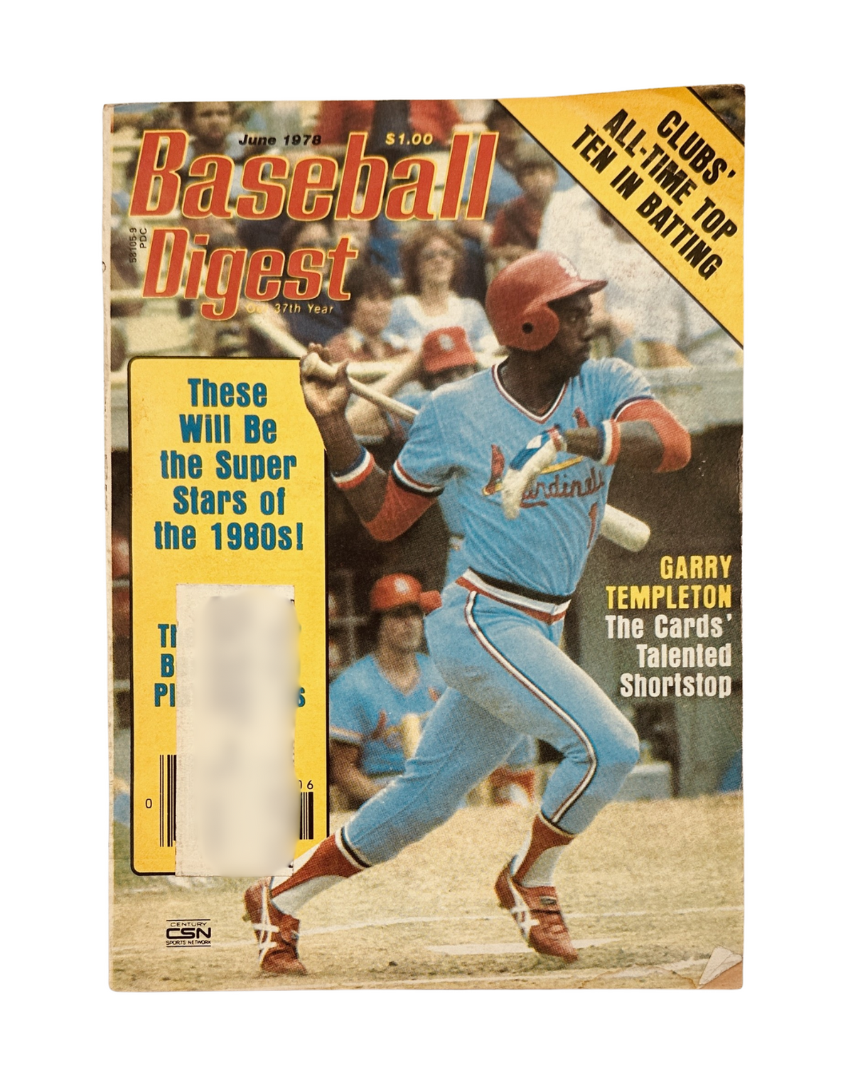Cover of Baseball Digest Magazine from June 1978 featuring Garry Templeton, a talented shortstop for the Cardinals, highlighting features on leading players and stats in Major League Baseball.