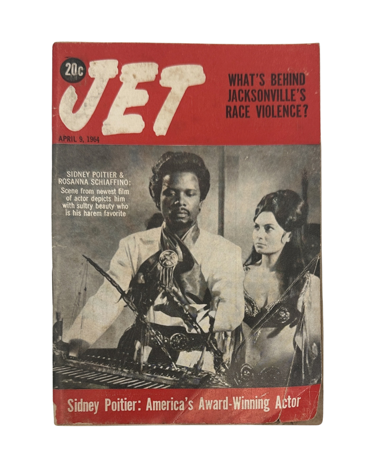 Jet Magazine April 9, 1964 cover featuring Sidney Poitier, highlighting Jacksonville race violence.