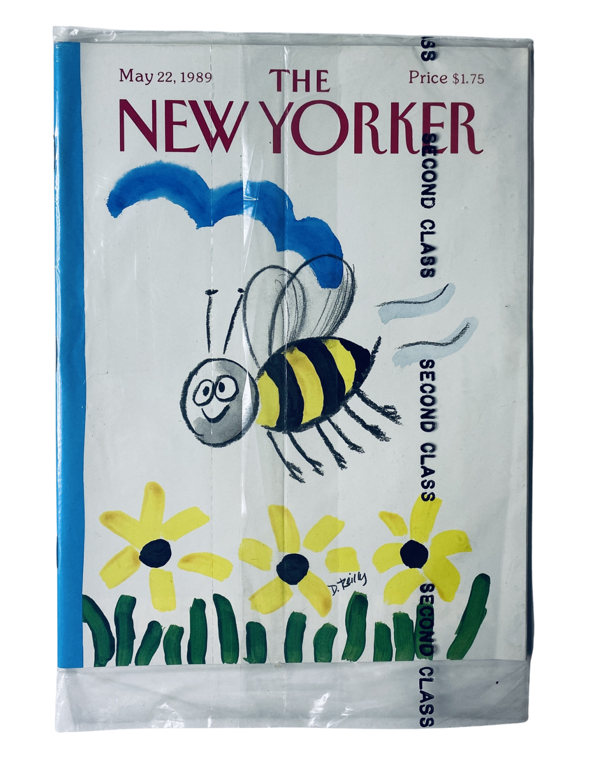 SEALED The New Yorker Magazine May 22, 1989 with a cover illustration of a bee and flowers by D. Reilly, showcasing a vibrant and playful design.