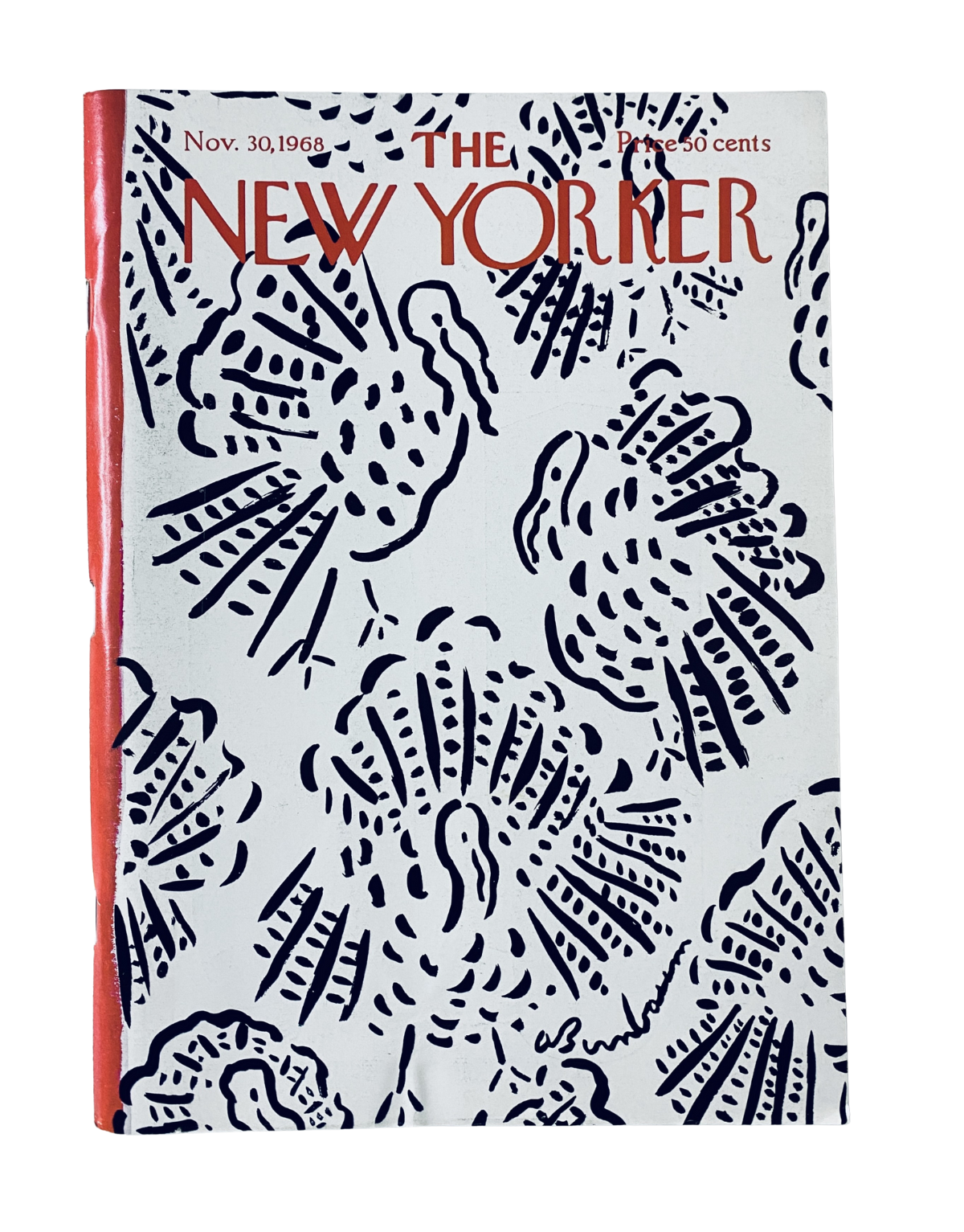 The New Yorker Magazine November 30, 1968 cover featuring abstract art design by Abe Birnbaum, showcasing a unique and artistic print.