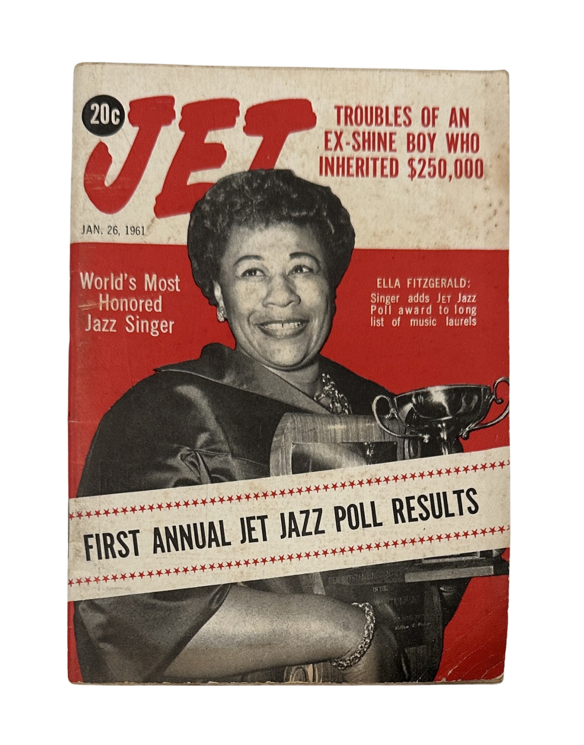Jet Magazine January 26, 1961 featuring Ella Fitzgerald on the cover, showcasing her as the World's Most Honored Jazz Singer and announcing the First Annual Jet Jazz Poll Results.