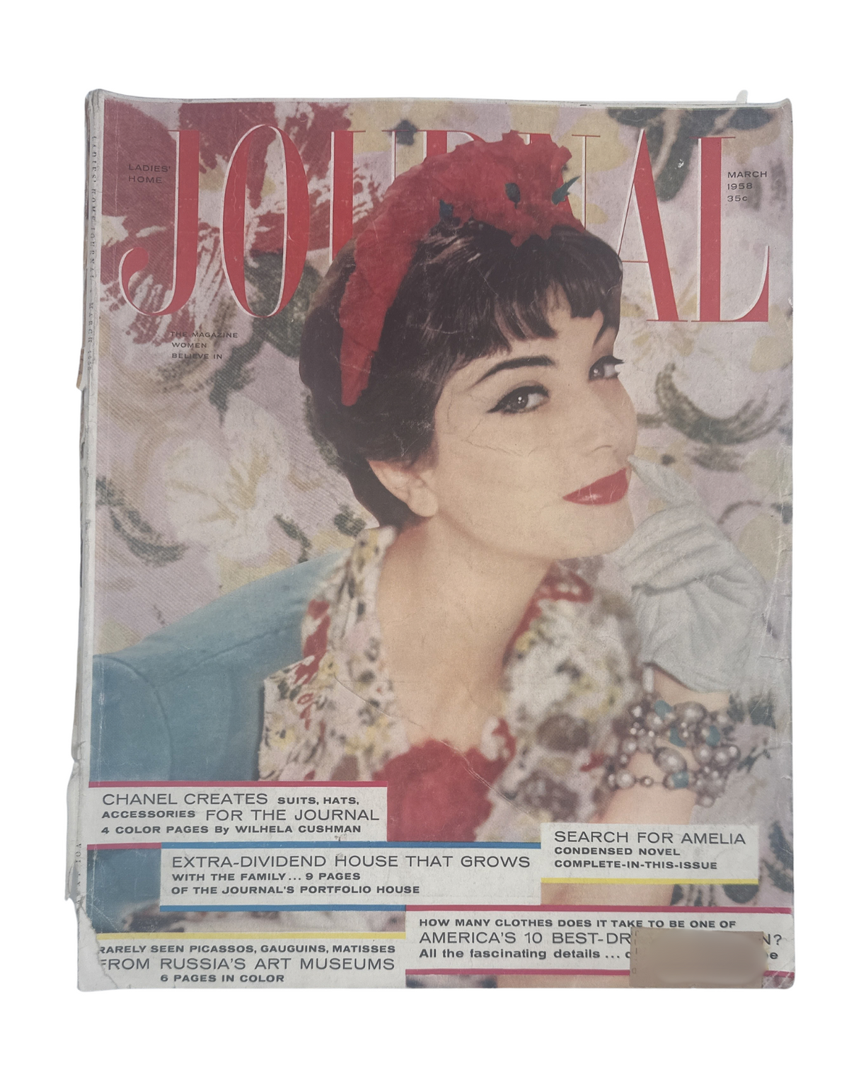 Ladies' Home Journal Magazine March 1958 Chanel Fashion, Benjamin Spock