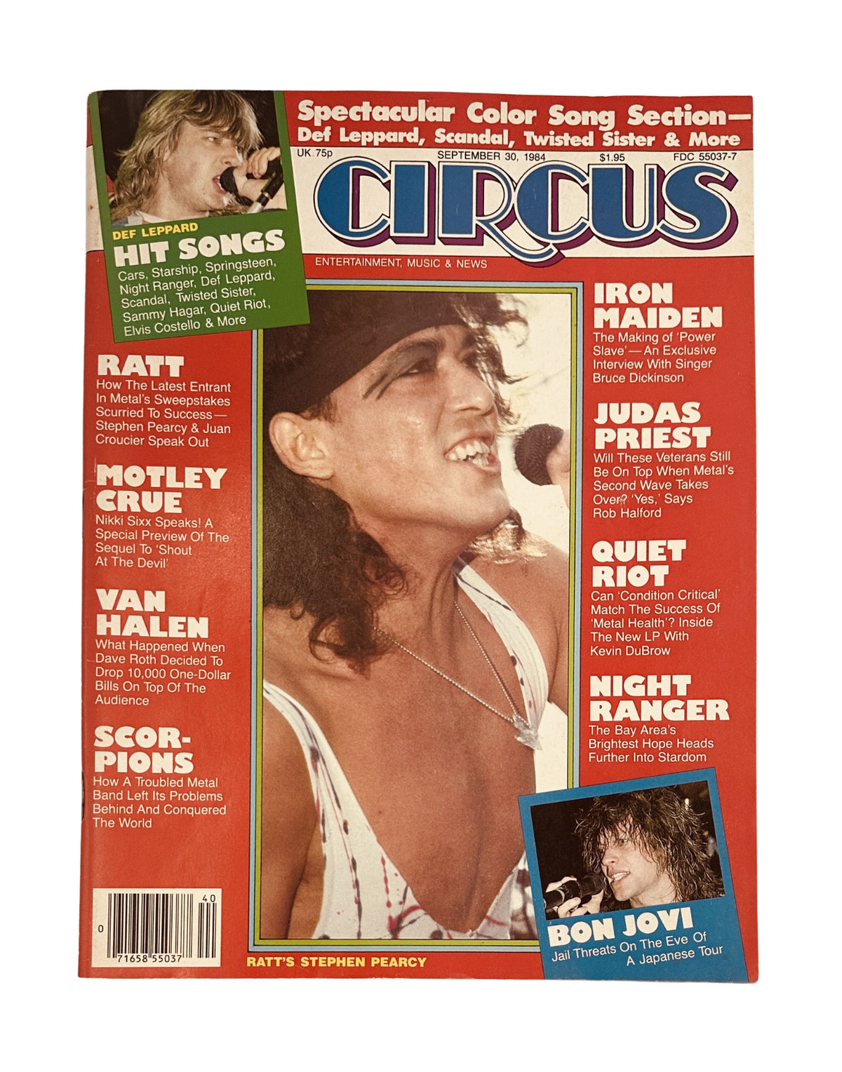 Cover of Circus Magazine from September 30, 1984 featuring Ratt, Iron Maiden, Judas Priest, and Van Halen. Includes vibrant colors and images of featured artists.