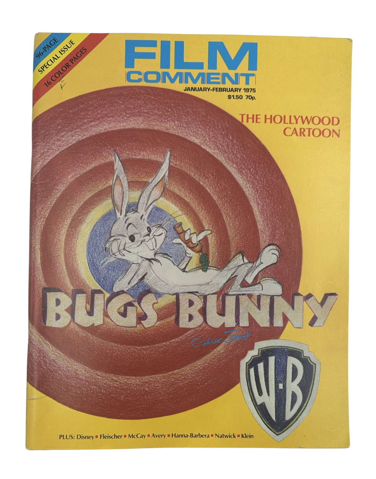 Film Comment Magazine January-February 1975 cover featuring Bugs Bunny from the Hollywood Cartoon special issue.