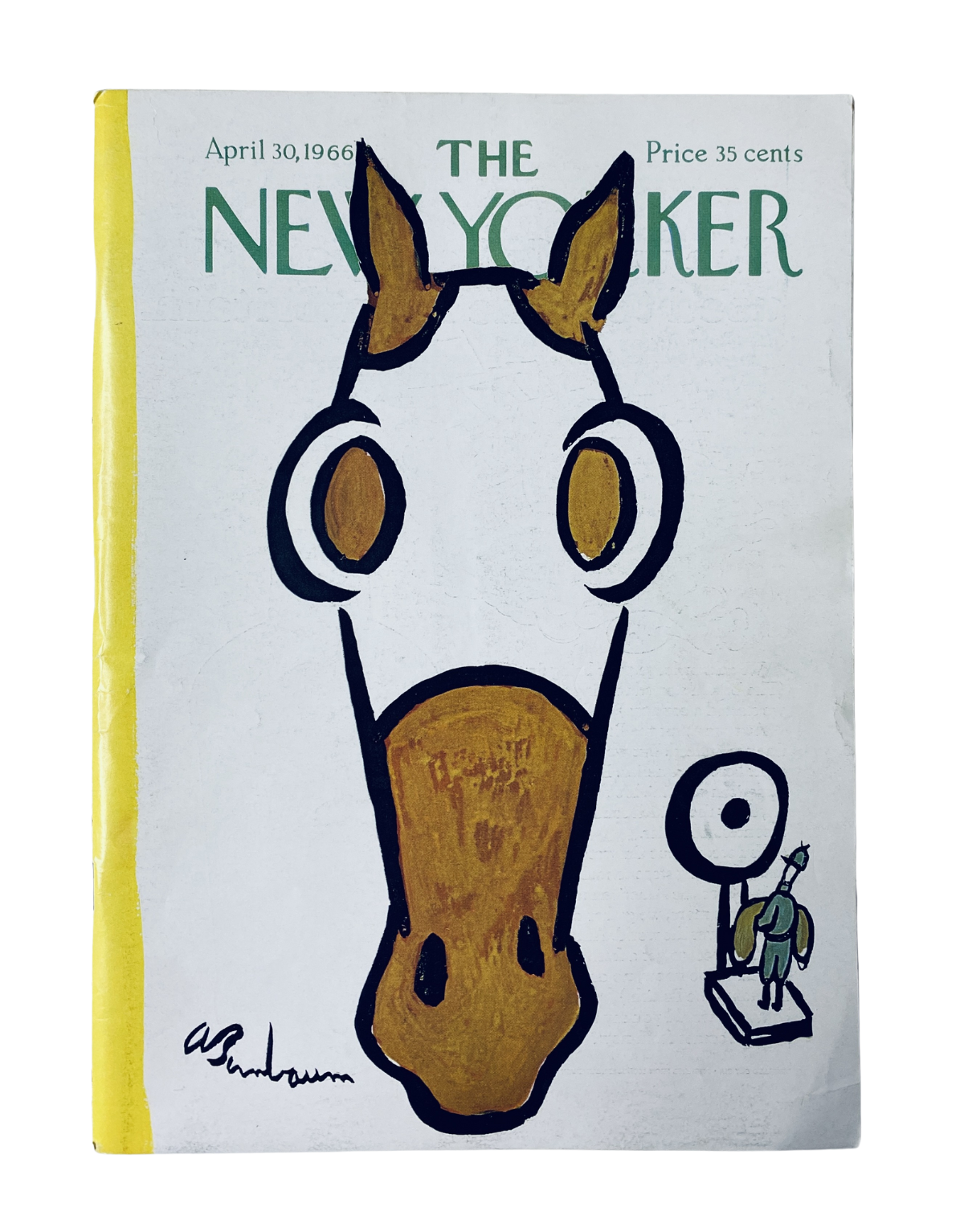 The New Yorker Magazine April 30, 1966 cover featuring an abstract horse head design by Abe Birnbaum.