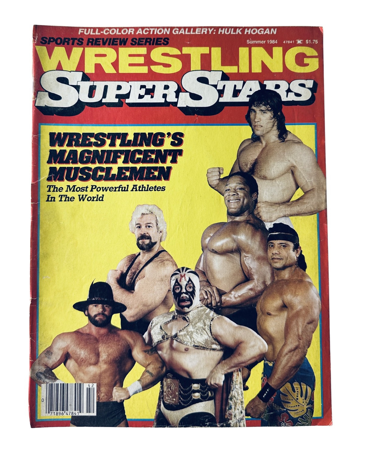 Wrestling Superstars Magazine Summer 1984 featuring Hulk Hogan and Magnificent Musclemen, showcasing powerful wrestlers and cover art that highlights the most powerful athletes in the world.