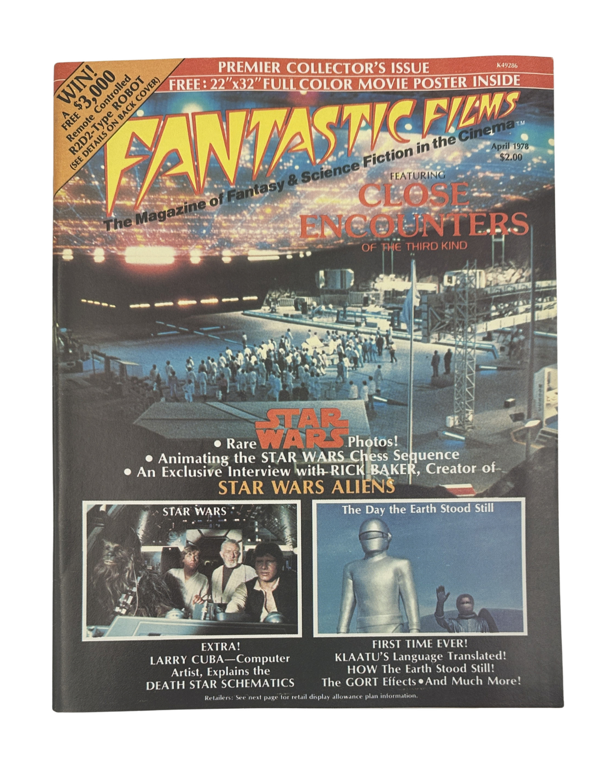 Fantastic Films Magazine April 1978 cover featuring Star Wars and Close Encounters of the Third Kind, showcasing movie art and highlighted articles.