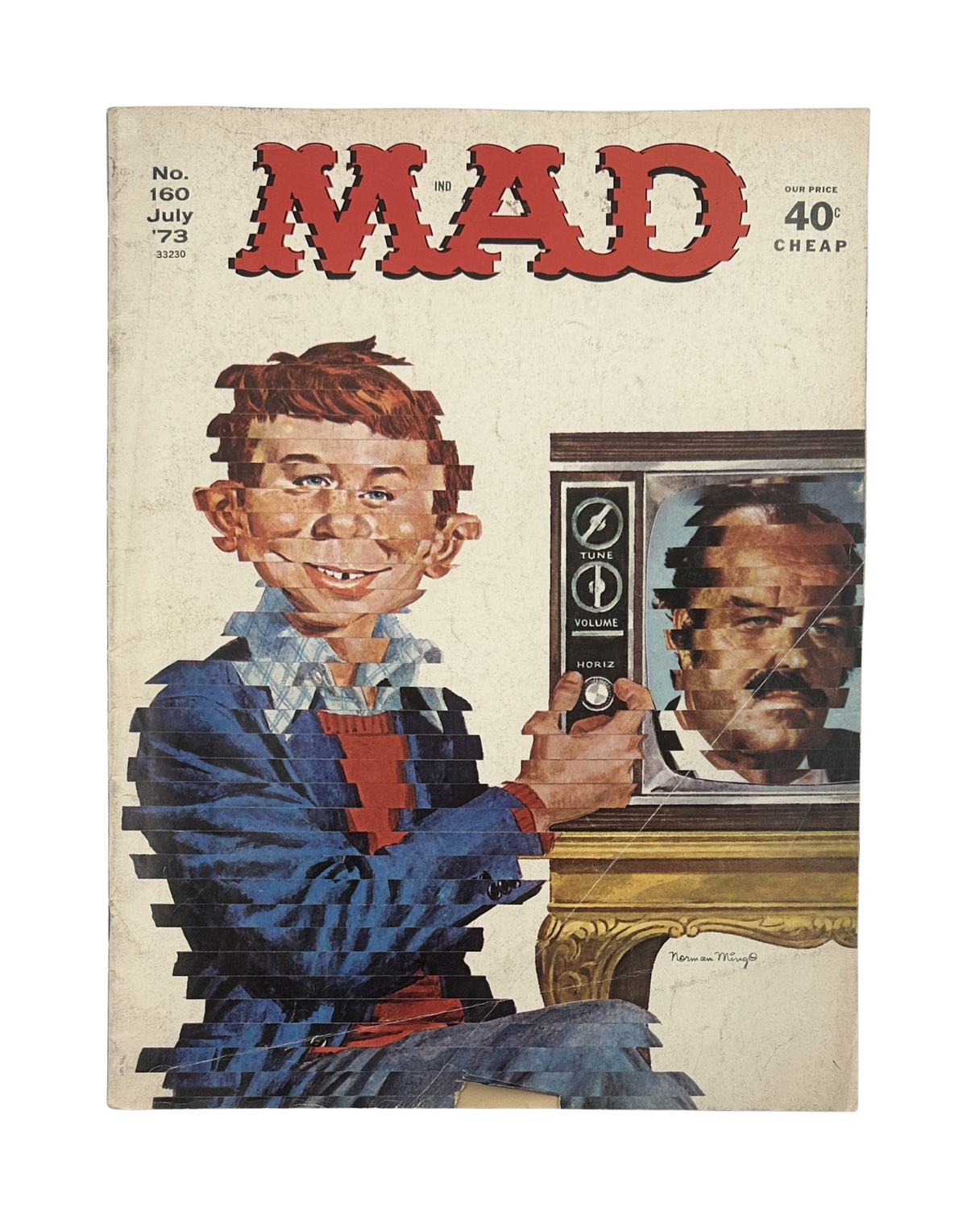 Cover of MAD Magazine No. 160, July 1973, featuring a cartoonish character interacting with a vintage television. The magazine is graded Very Good (VG 4.0).