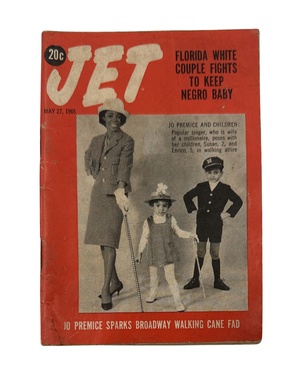 Jet Magazine May 27, 1965 cover featuring Jo Premice and a Florida white couple, promoting a story about their fight to keep a Negro baby.