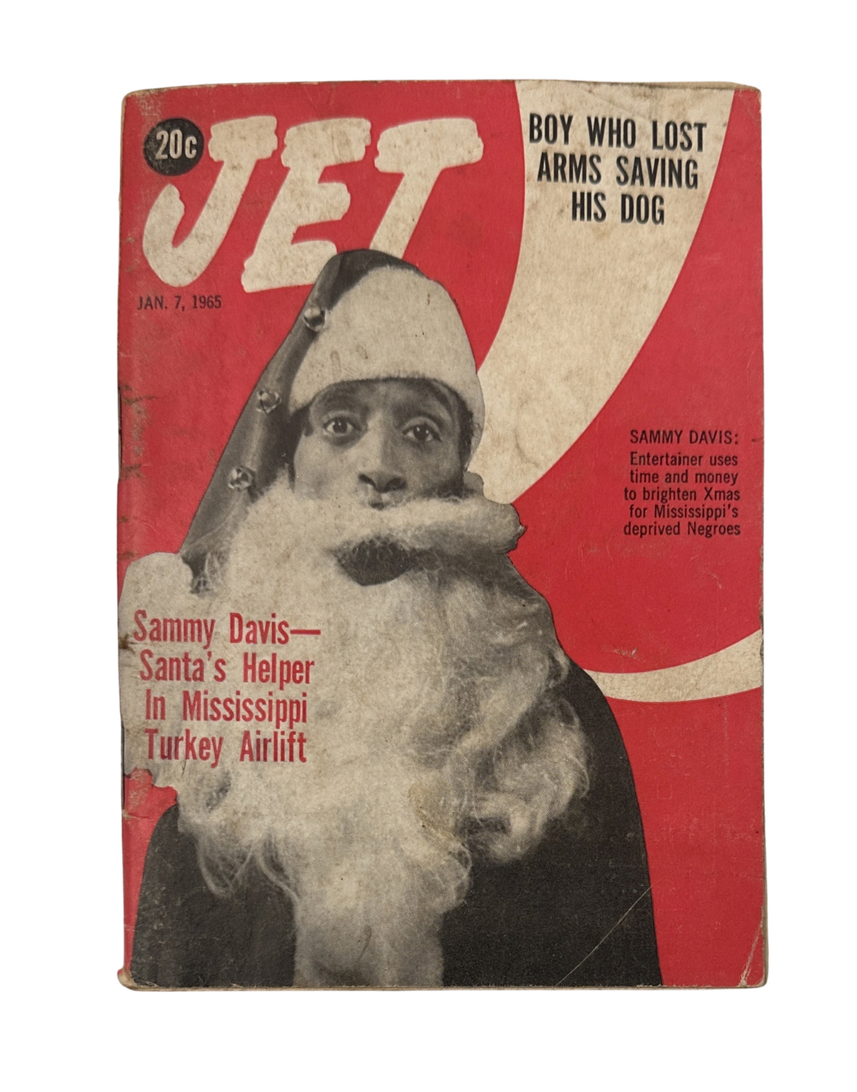 Jet Magazine January 7, 1965 featuring Sammy Davis on the cover, depicting him in a Santa costume related to the Mississippi Turkey Airlift initiative.