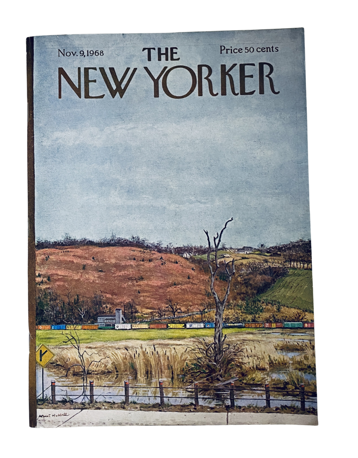 The New Yorker Magazine November 9, 1968 featuring a landscape illustration by A. Hubbell. Cover showcases a serene countryside scene with trees and rolling hills.