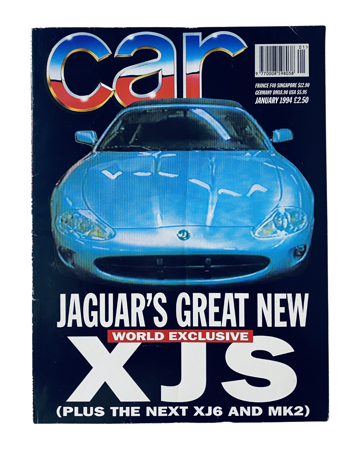 Cover of Car Magazine January 1994 featuring 'Jaguar's Great New XJS World Exclusive' alongside a preview of the next XJ6 and MK2 models.