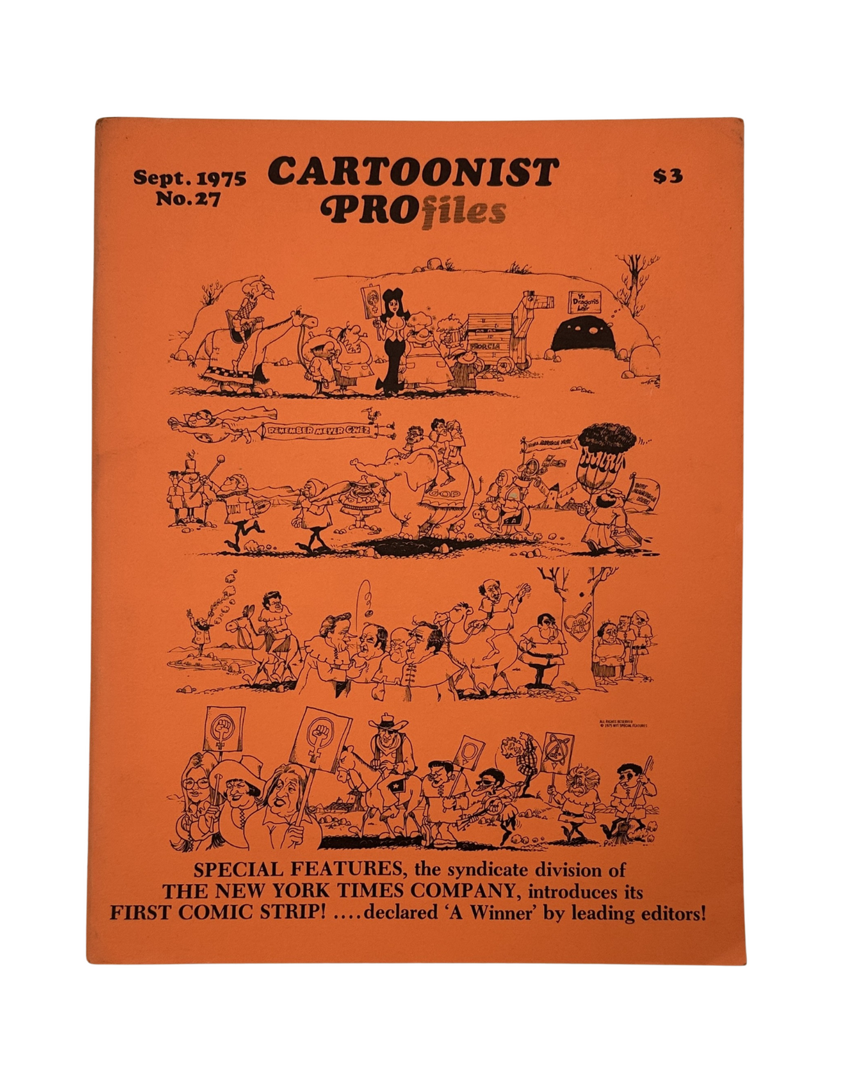 Cover of Cartoonist Profiles Magazine September 1975 featuring colorful illustrations of cartoon characters and the title prominently displayed.