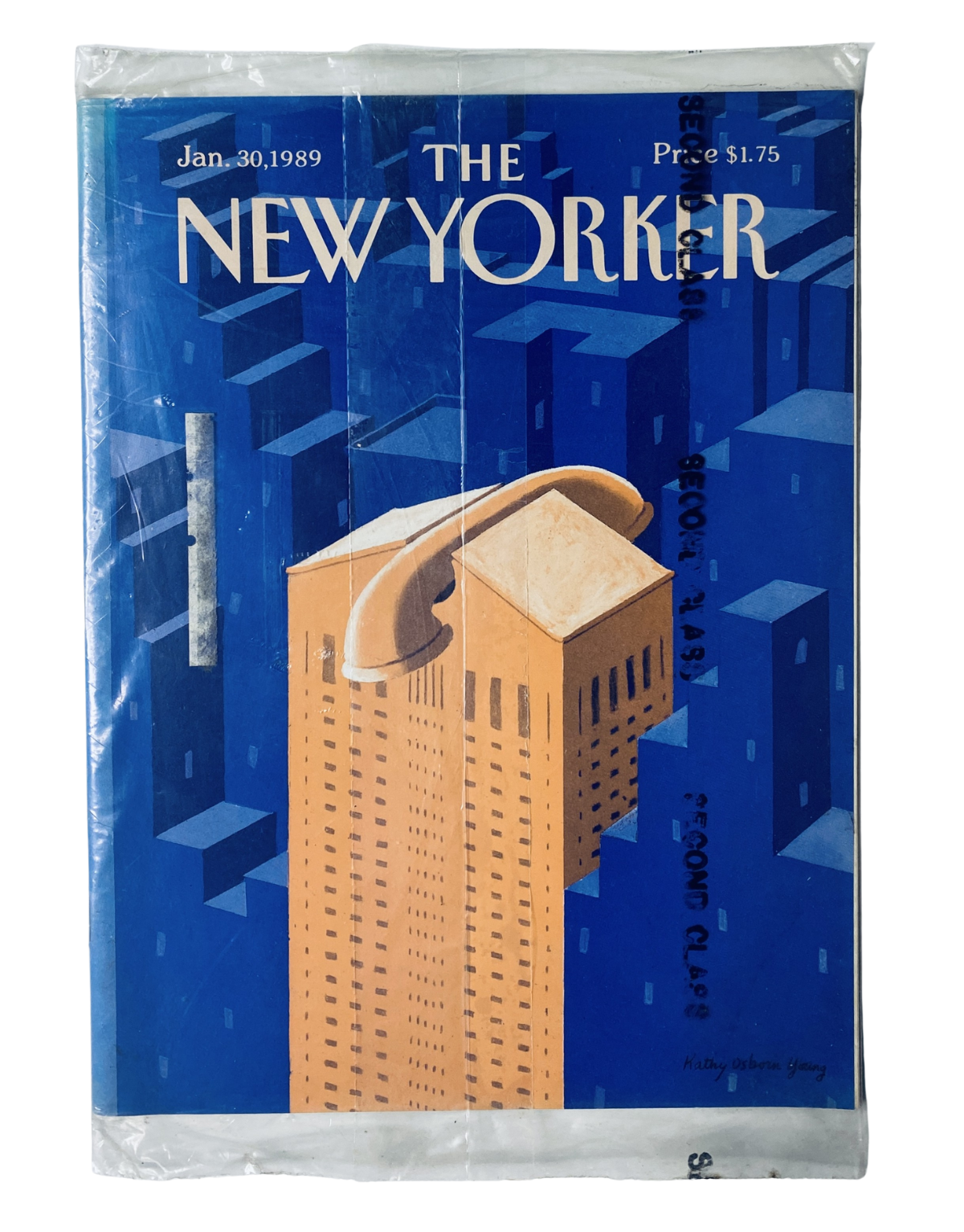 SEALED The New Yorker Magazine January 30, 1989 cover featuring a skyscraper design, ideal for collectors of vintage magazines.