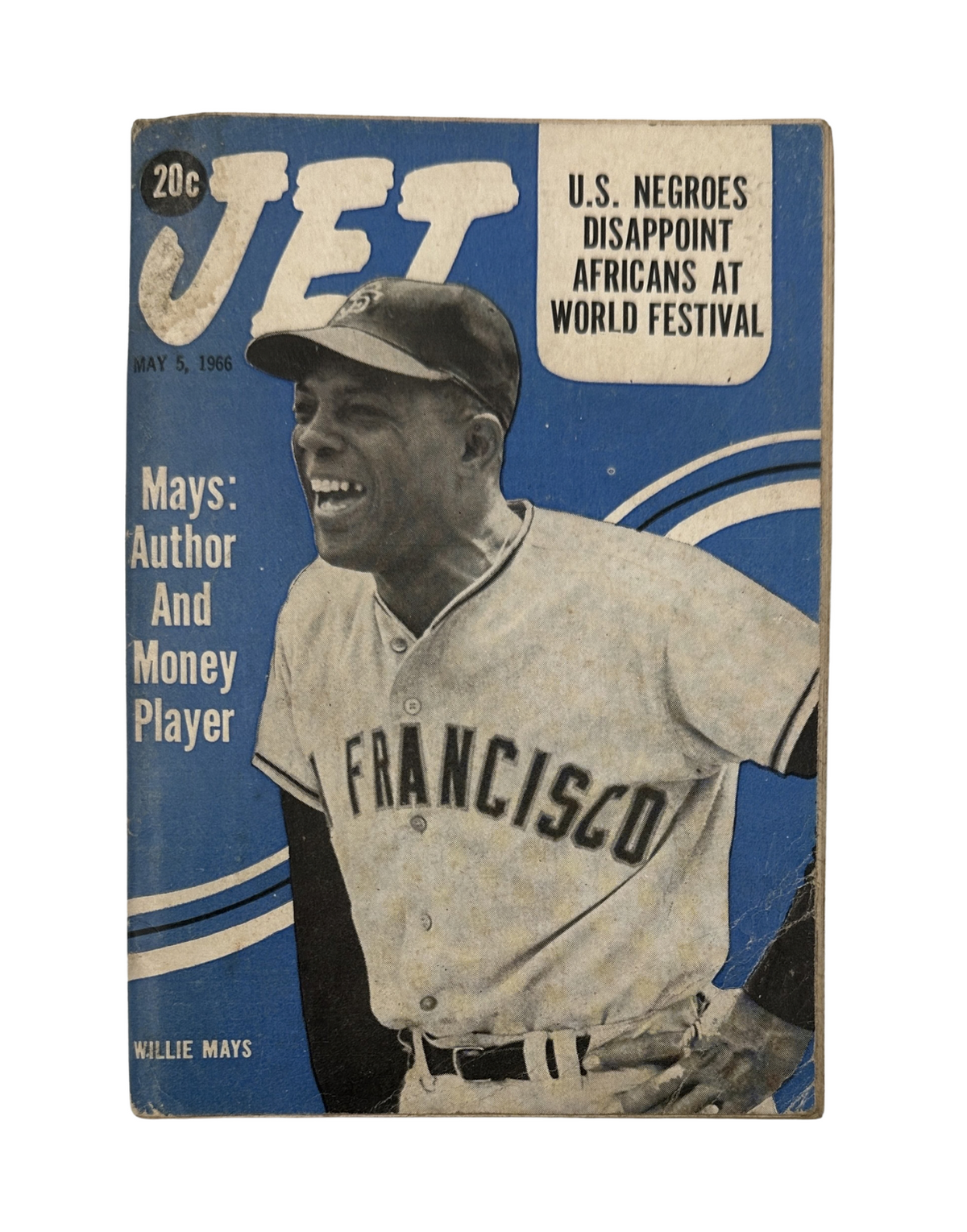 Jet Magazine May 5, 1966 featuring Willie Mays on the cover, showcasing the legendary baseball player with a detailed title and vintage design.
