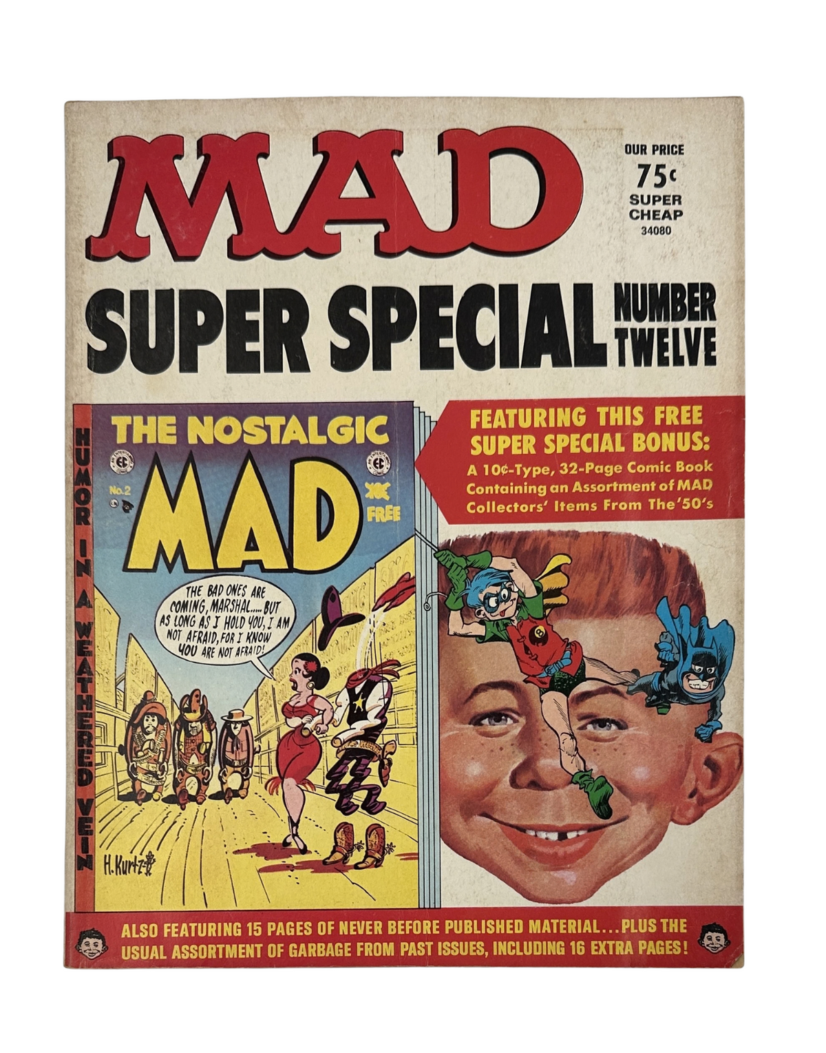 Cover of MAD Magazine Super Special 1973 No. 12 featuring vibrant illustrations including iconic characters and humorous scenes, graded Fine (FN 6.0).