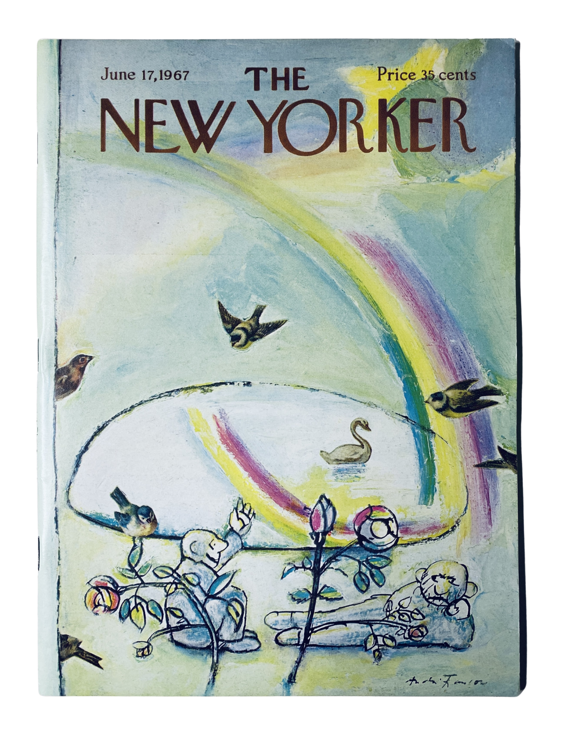 The New Yorker Magazine June 17, 1967 featuring a colorful rainbow birds fantasy cover designed by A. François.
