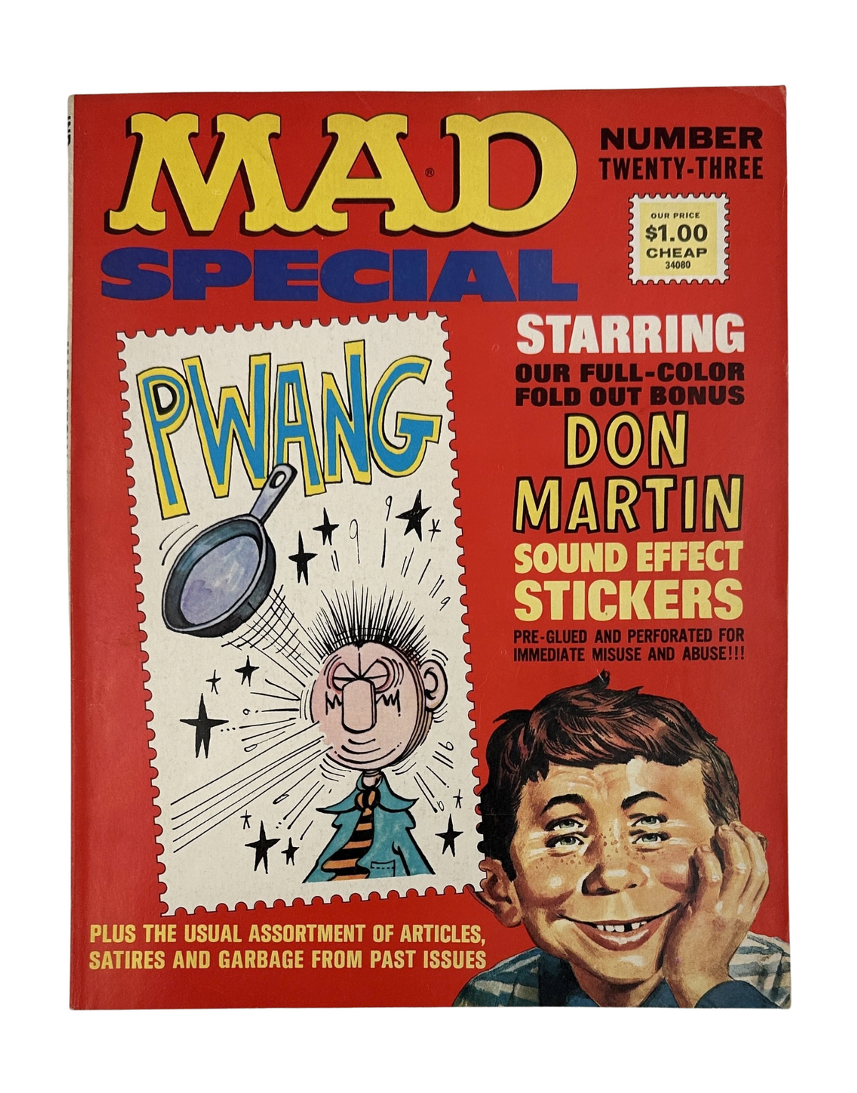 Cover of MAD Magazine No. 23, 1967, featuring Don Martin Sound Effect Stickers, with bold graphics and vibrant colors. The title reads 'MAD SPECIAL NUMBER TWENTY-THREE'.