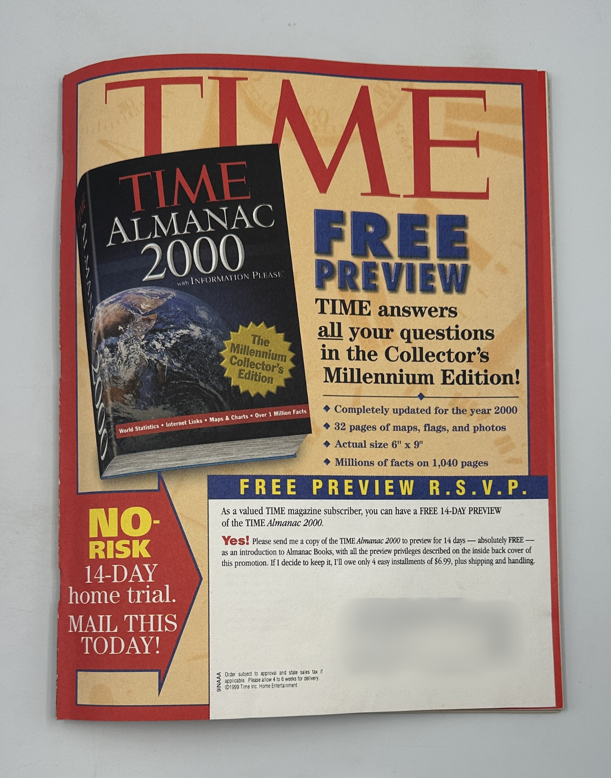 Time Magazine December 20, 1999 The Columbine Tapes Special Report featuring a promotional free preview for the Time Almanac 2000.