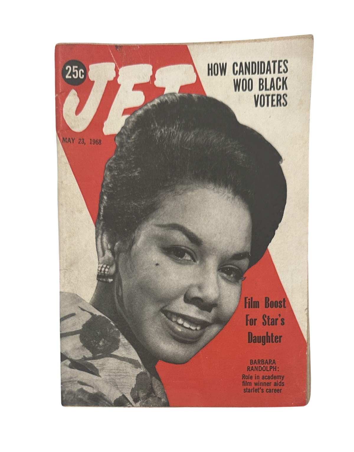 Cover of Jet Magazine dated May 23, 1968 featuring Barbara Randolph and the title 'Black Voters'. The magazine features a striking image of Barbara Randolph with bold red and white design elements.