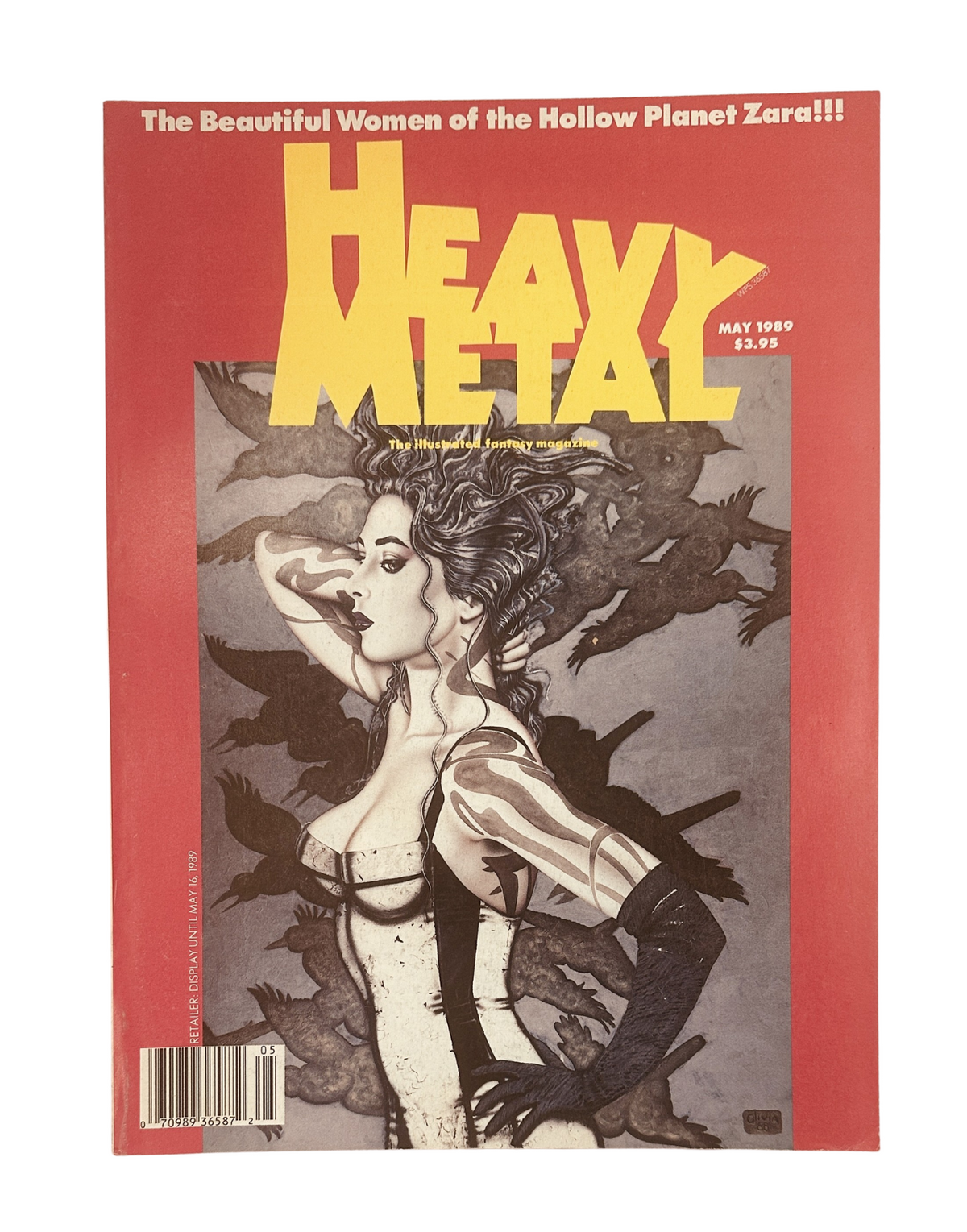Cover of Heavy Metal Magazine from May 1989 featuring artwork related to the story 'The Beautiful Women of the Hollow Planet Zara'.