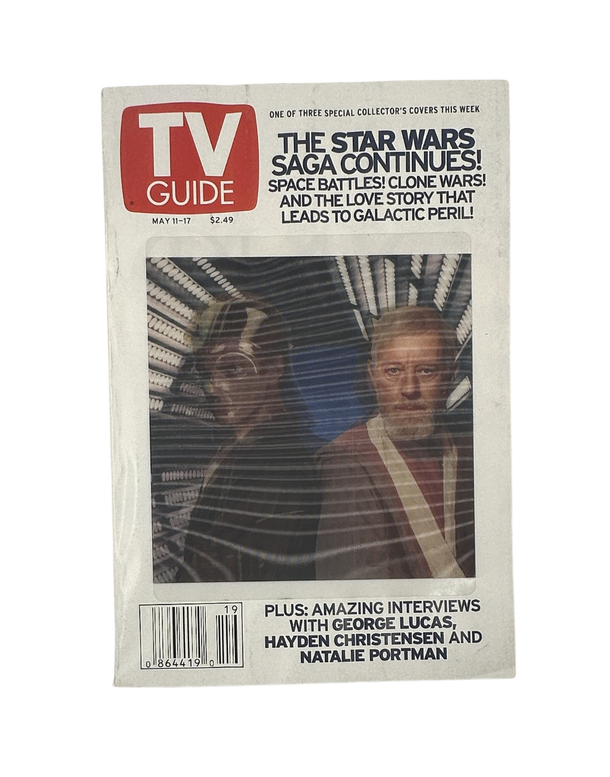Cover of TV Guide Magazine from May 11, 2002, featuring Star Wars Episode II with George Lucas, Hayden Christensen, and Natalie Portman, emphasizing the continuation of the Star Wars saga.