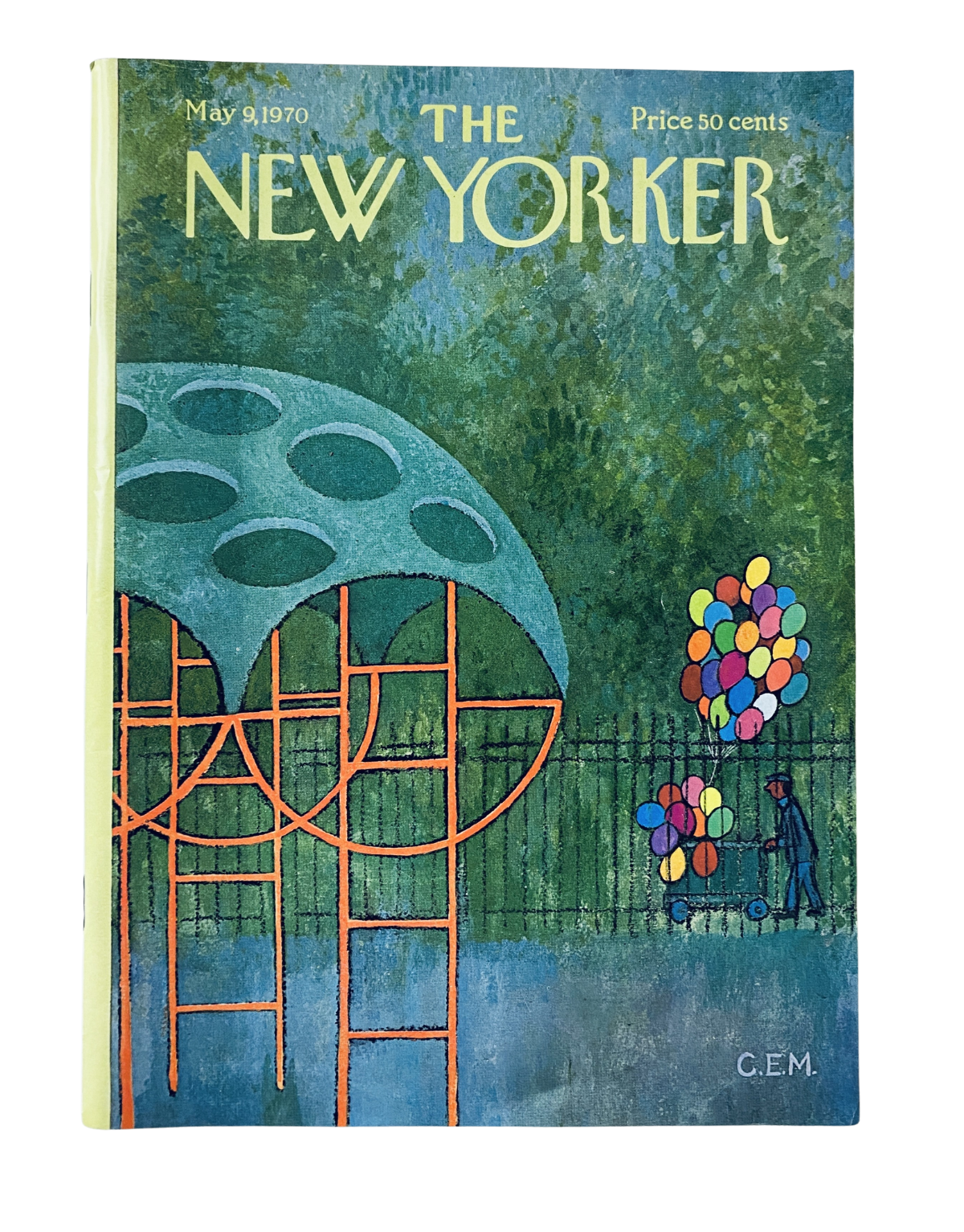 Cover of The New Yorker Magazine from May 9, 1970, featuring an illustration by Charles Martin depicting playground structures and colorful balloons.