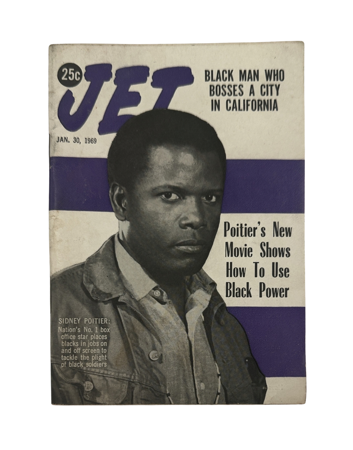 Jet Magazine cover from January 30, 1969 featuring Sidney Poitier, highlighting Black Power with a focus on the portrayal of black leadership in California.