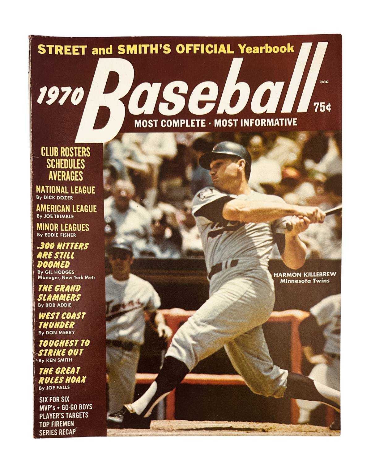 1970 Yearbook from Street and Smith's Baseball Magazine featuring Harmon Killebrew of the Minnesota Twins on the cover, highlighting the most complete and informative baseball insights.