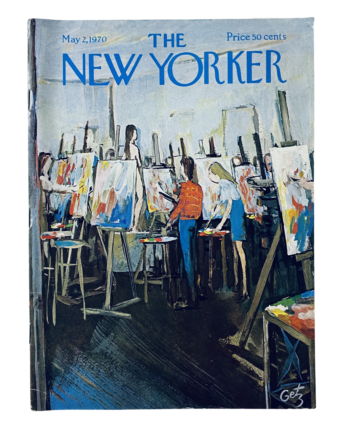 The New Yorker Magazine May 2, 1970 cover featuring an art class scene with students painting on easels, illustrated by Arthur Getz.