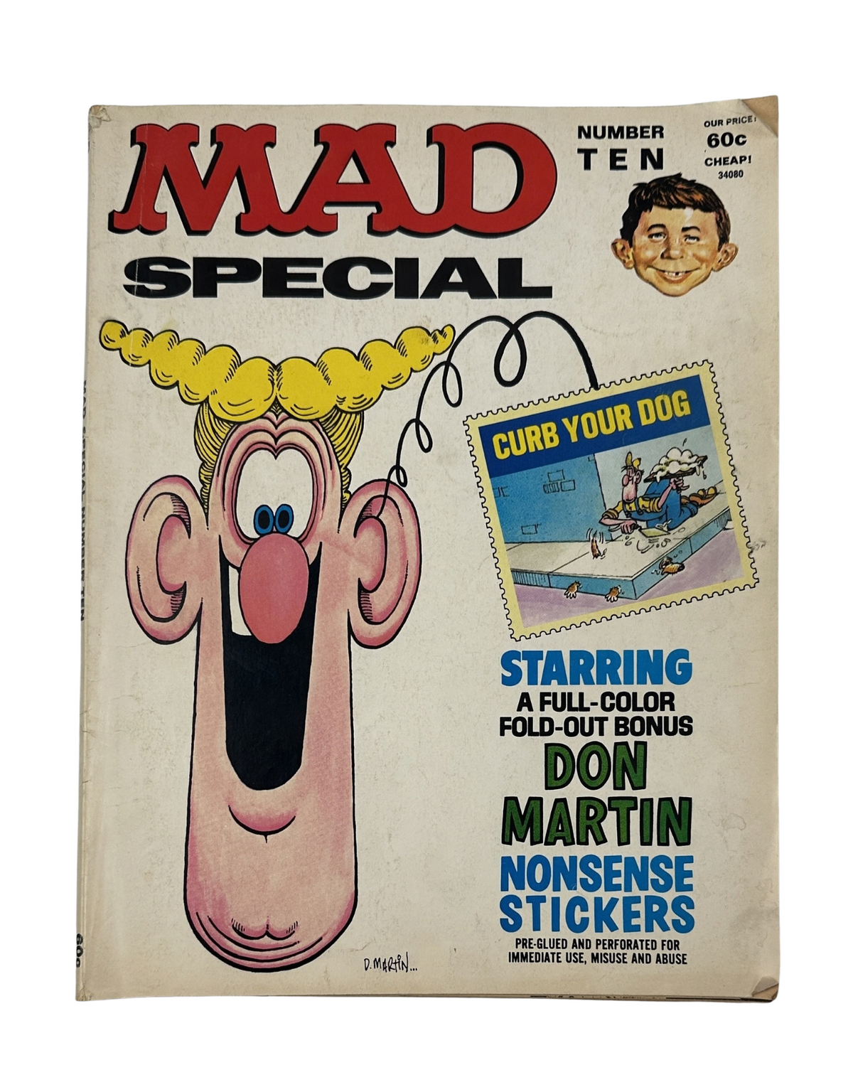 Cover of MAD Magazine Super Special No. 10 from 1973 featuring vibrant cartoon artwork, featuring Don Martin Nonsense Stickers and a whimsical design with exaggerated characters and humorous text.