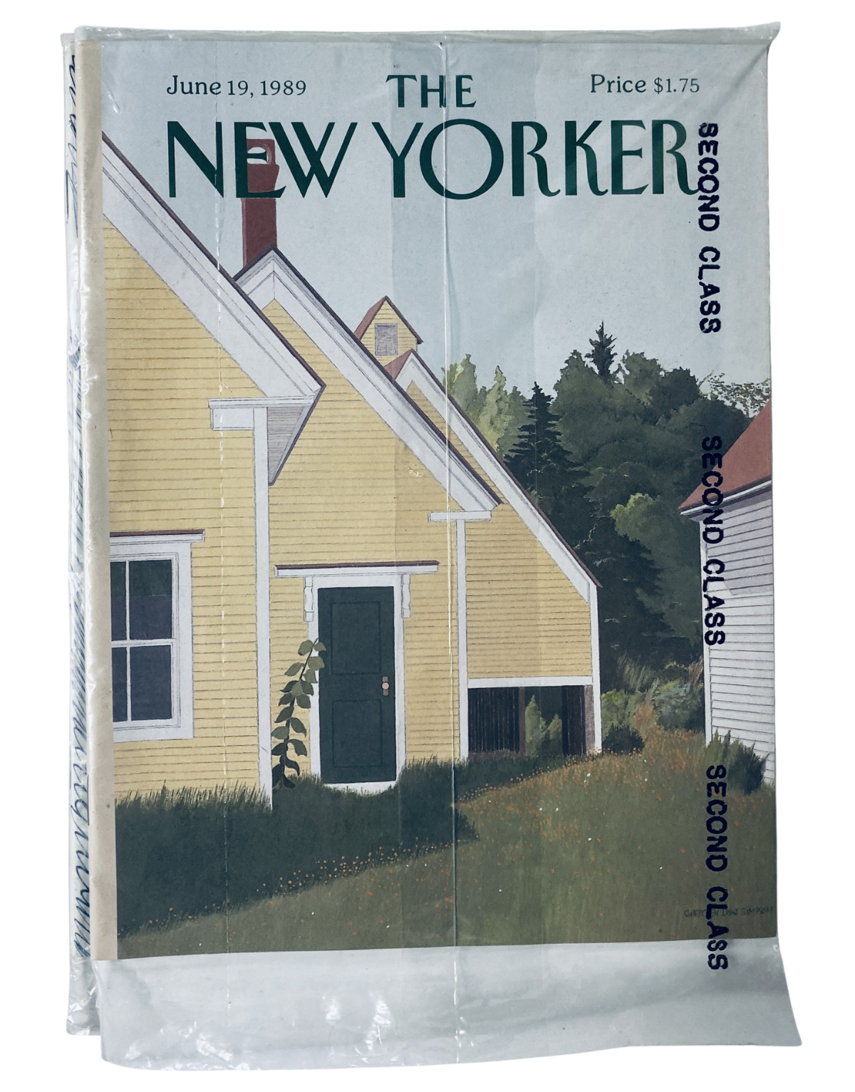 SEALED The New Yorker Magazine June 19, 1989 cover featuring a yellow house in a suburban scene, perfect for collectors of vintage magazines.