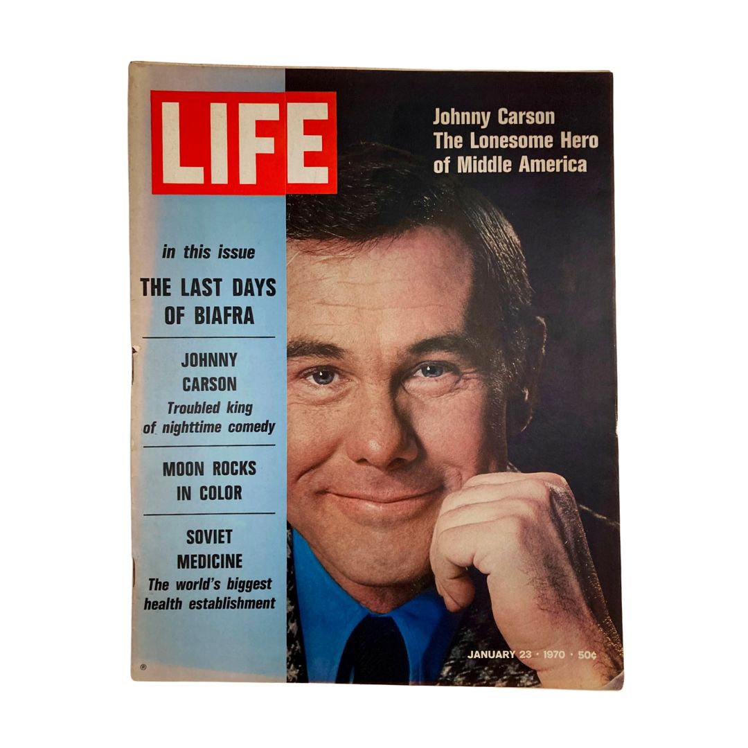 VTG Life Magazine January 23 1970 featuring Johnny Carson on the cover as 'The Lonesome Hero of Middle America', showcasing iconic 1970s design.