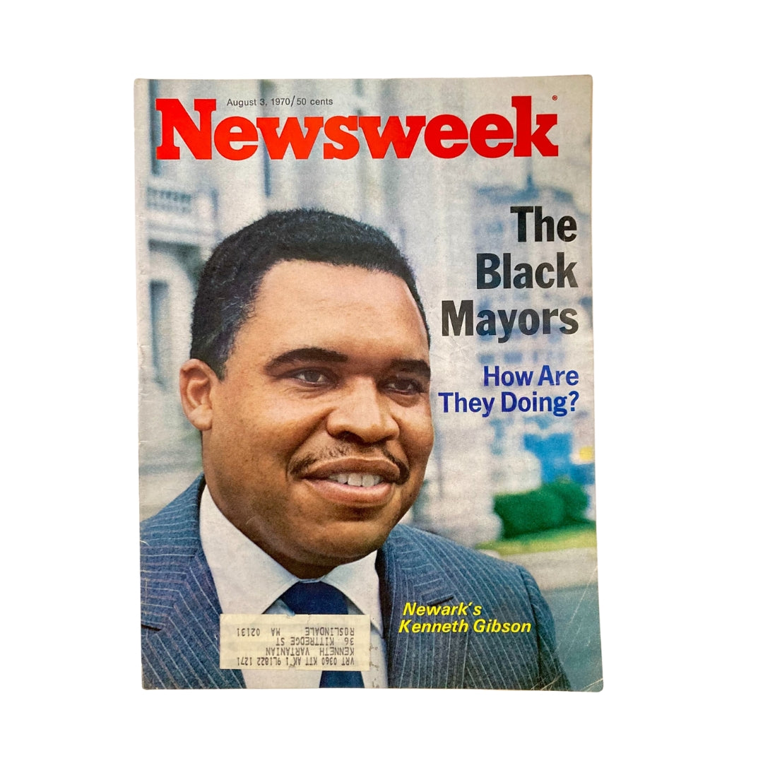 VTG Newsweek Magazine August 3 1970 featuring Newark's Kenneth Gibson, the Black Mayors. Cover image showcasing Kenneth Gibson's portrait and the title 'The Black Mayors'.