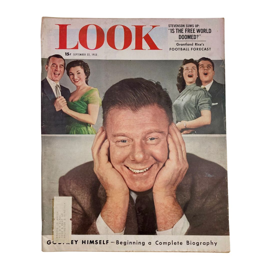 VTG Look Magazine September 22 1953 cover featuring Arthur Godfrey, showcasing his complete biography and mid-century American culture.