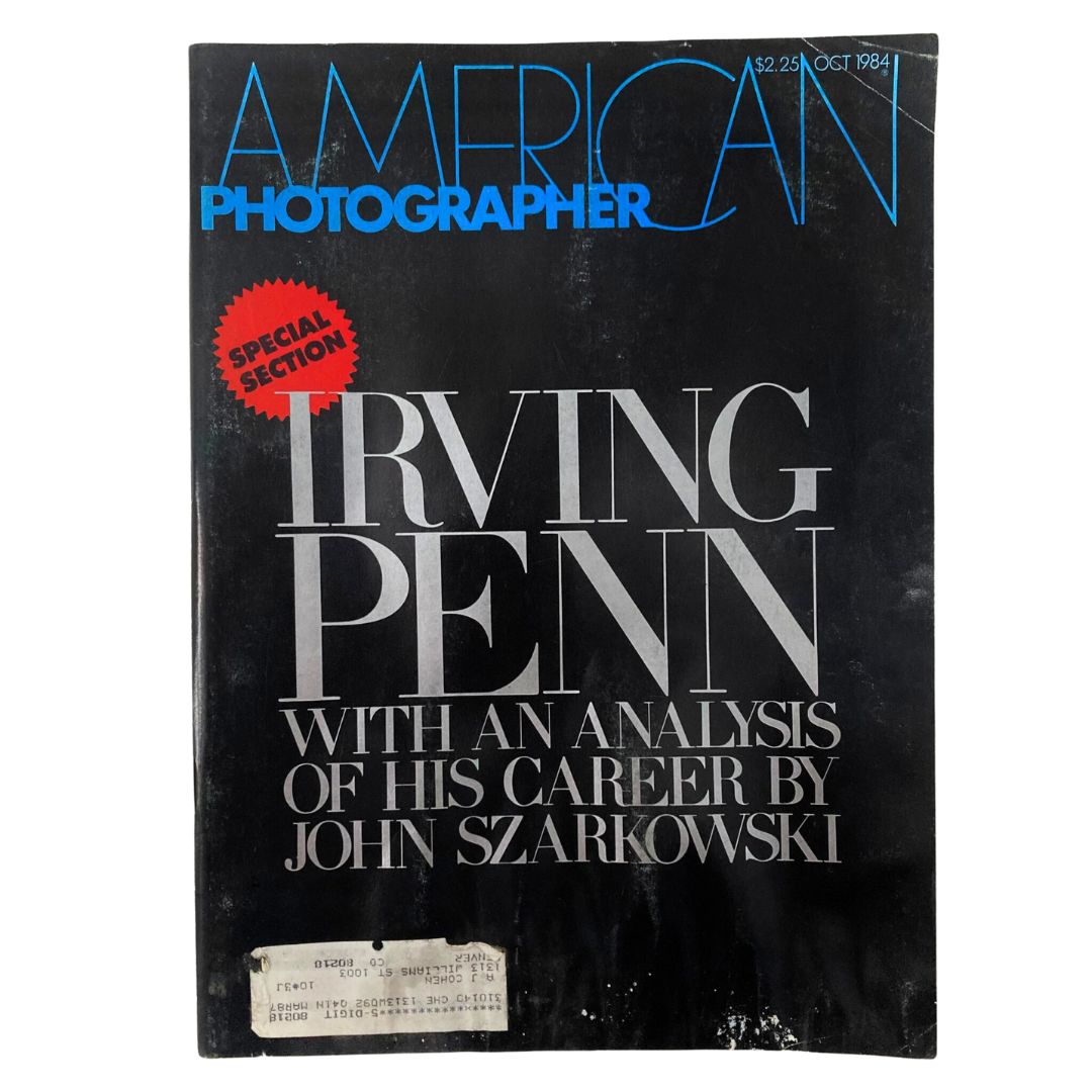 Cover of American Photographer Magazine, October 1984 featuring Irving Penn, highlighting a special section with an analysis of his career by John Szarkowski.