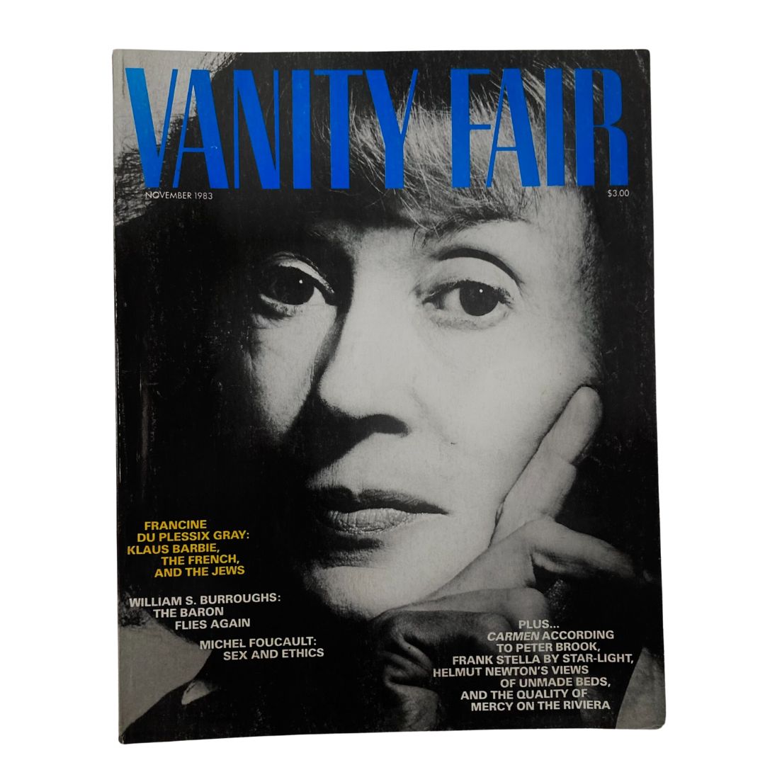 Cover of the Vintage Vanity Fair Magazine from November 1983 featuring Francine Du Plessix Gray, showcasing a striking black and white portrait, alongside headlines on culture and politics of the era.