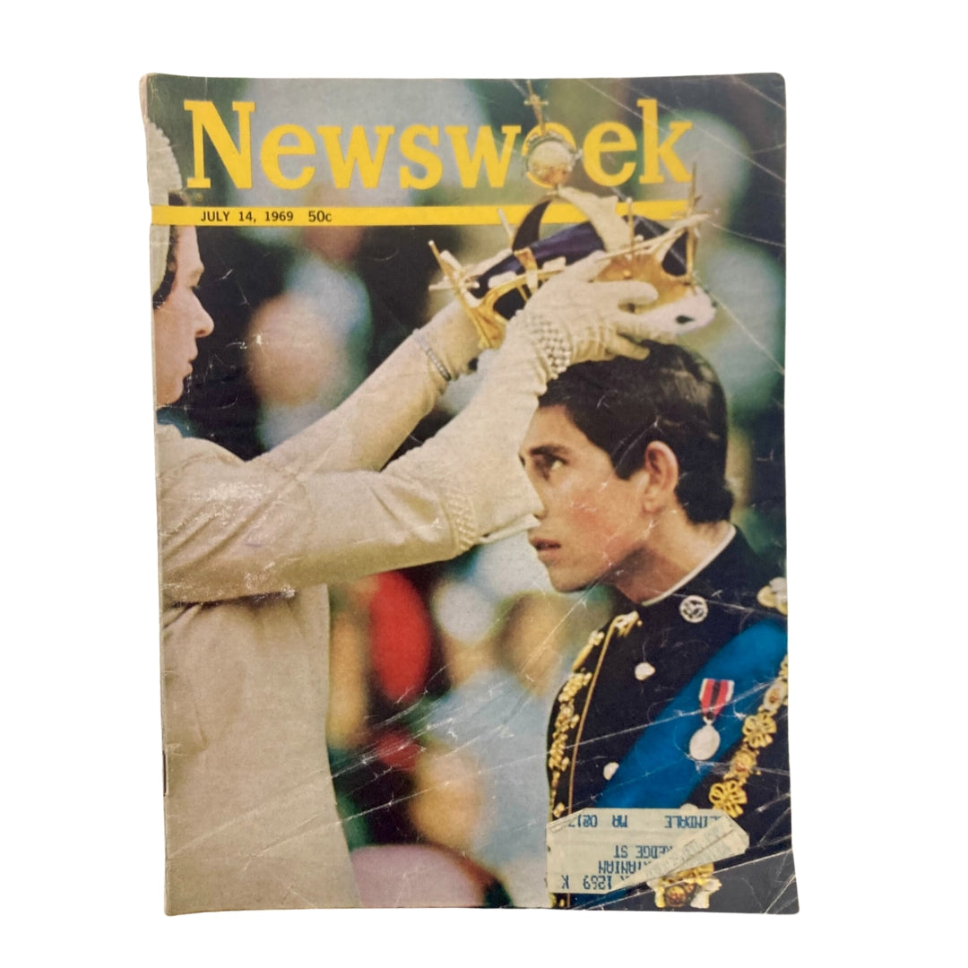 VTG Newsweek Magazine July 14 1969 Prince Charles of Wales Crowned cover featuring the crowning moment of Prince Charles, capturing the historical event with vivid imagery.