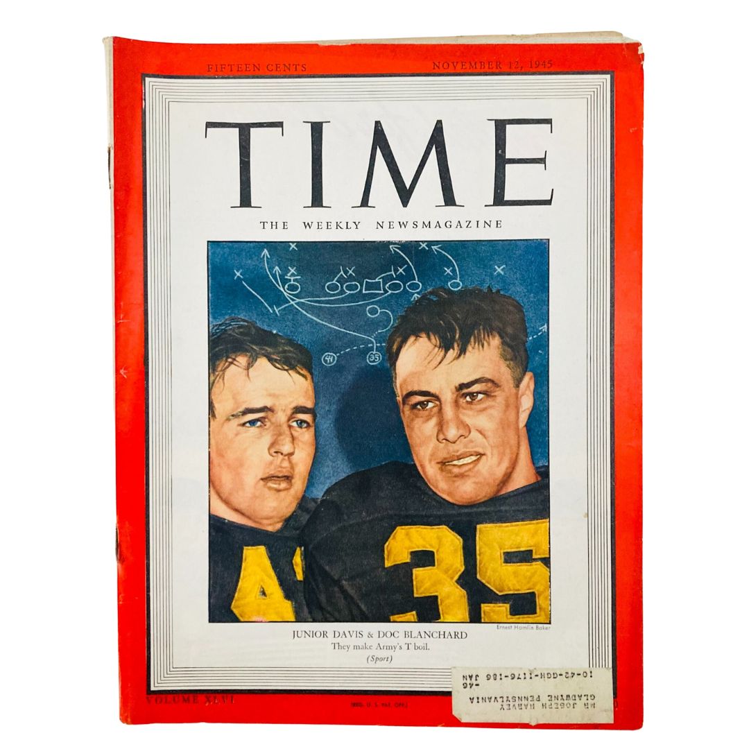 Vintage Time Magazine November 12 1945 Junior Davis and Doc Blanchard Army's T Boil