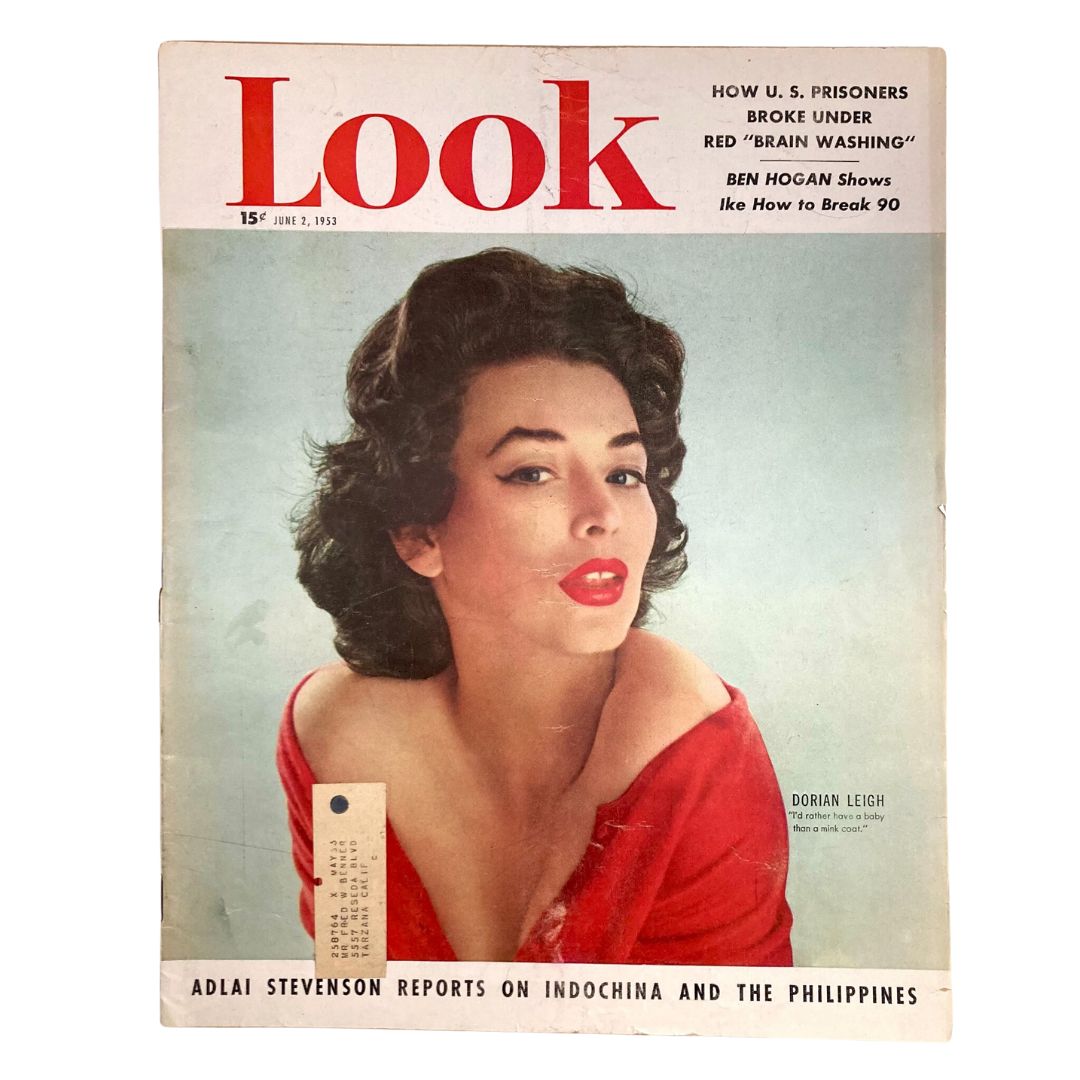 VTG Look Magazine June 2 1953 featuring an iconic cover with model Dorian Leigh, showcasing mid-century fashion and historical context.