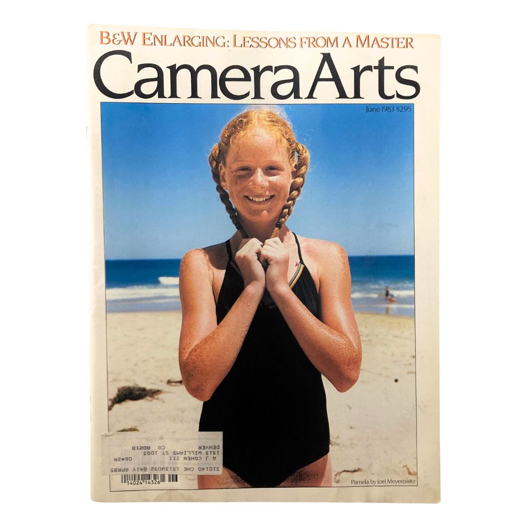 Cover of Vintage Camera Arts Magazine June 1983 featuring a photograph titled 'Pamela' by Joel Meyerowitz, displaying a young girl at the beach.