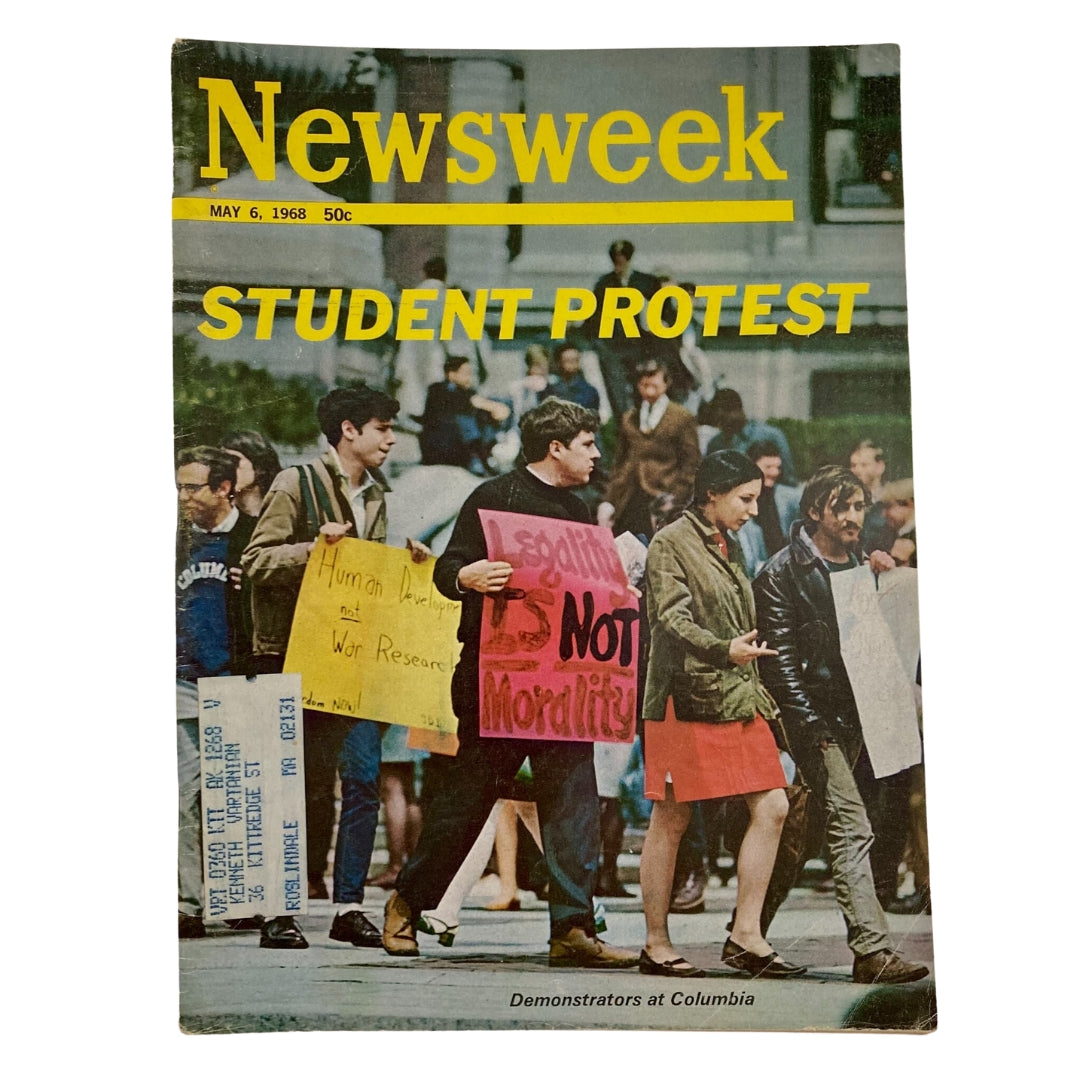 VTG Newsweek Magazine May 6 1968 cover featuring student protesters at Columbia University, highlighting key dimensions of activism during the 1960s.