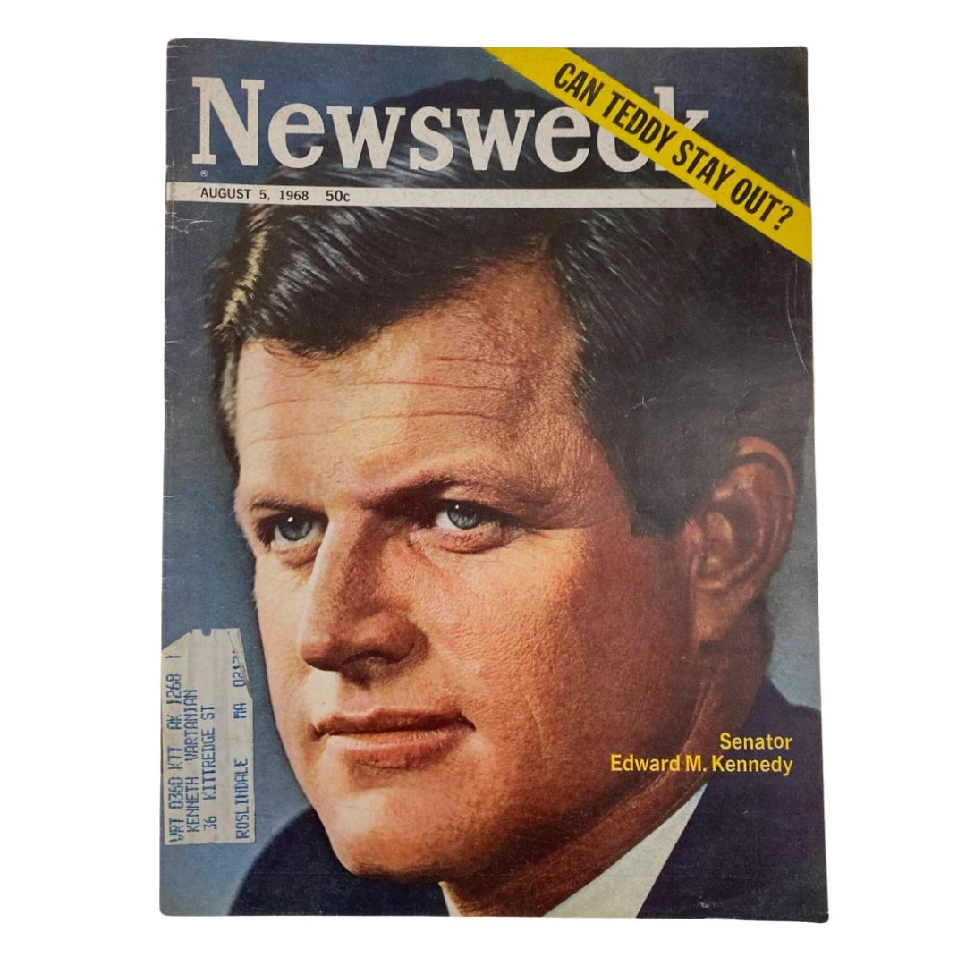 VTG Newsweek Magazine August 5 1968 featuring Senator Edward M. Kennedy's portrait on the cover, highlighting a pivotal moment in American political history.