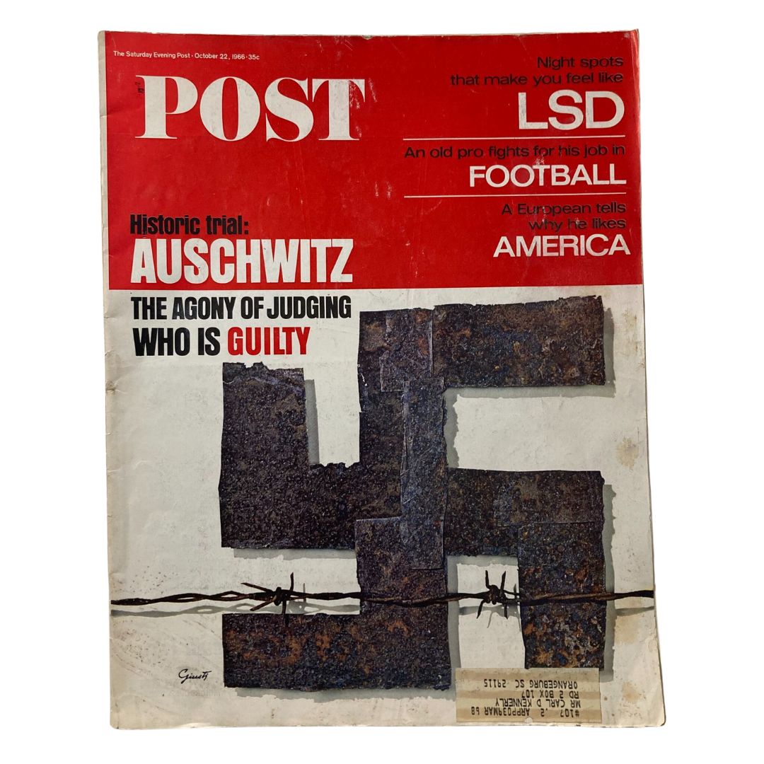 Cover of the Saturday Evening Post Magazine October 22, 1966 featuring a cover story on Auschwitz Concentration Camp.