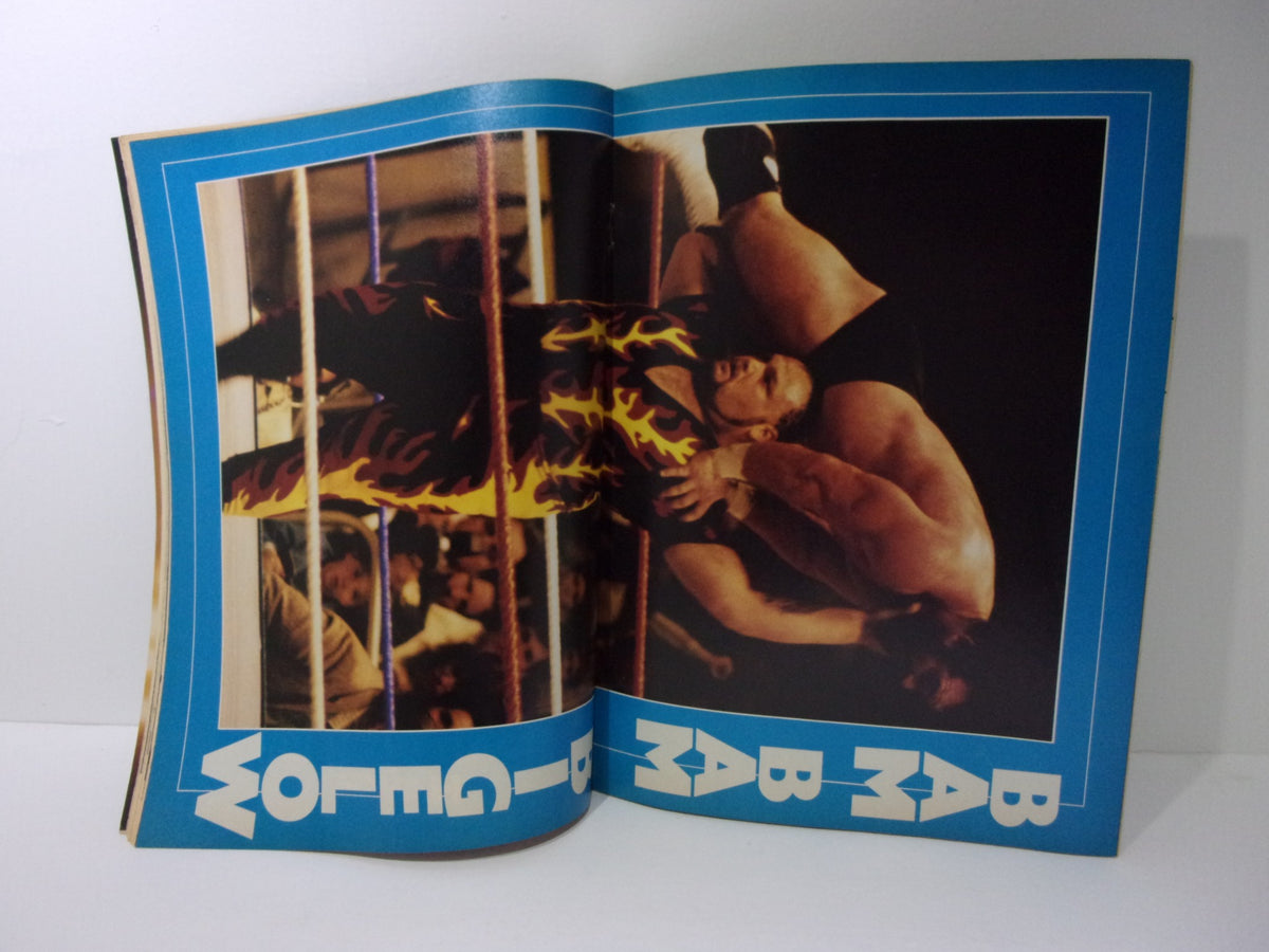 Action shot from Wrestling World Magazine: April 1988, featuring Bam Bam Bigelow engaged in a wrestling match.