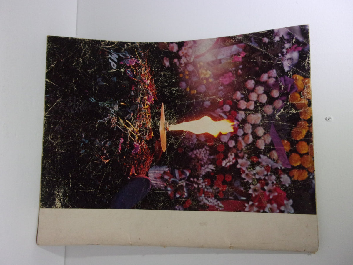 Inside page of the 1964 Look Magazine: JFK Memorial Book displaying a dark floral scene with bright flames, capturing the essence of the 1960s era.